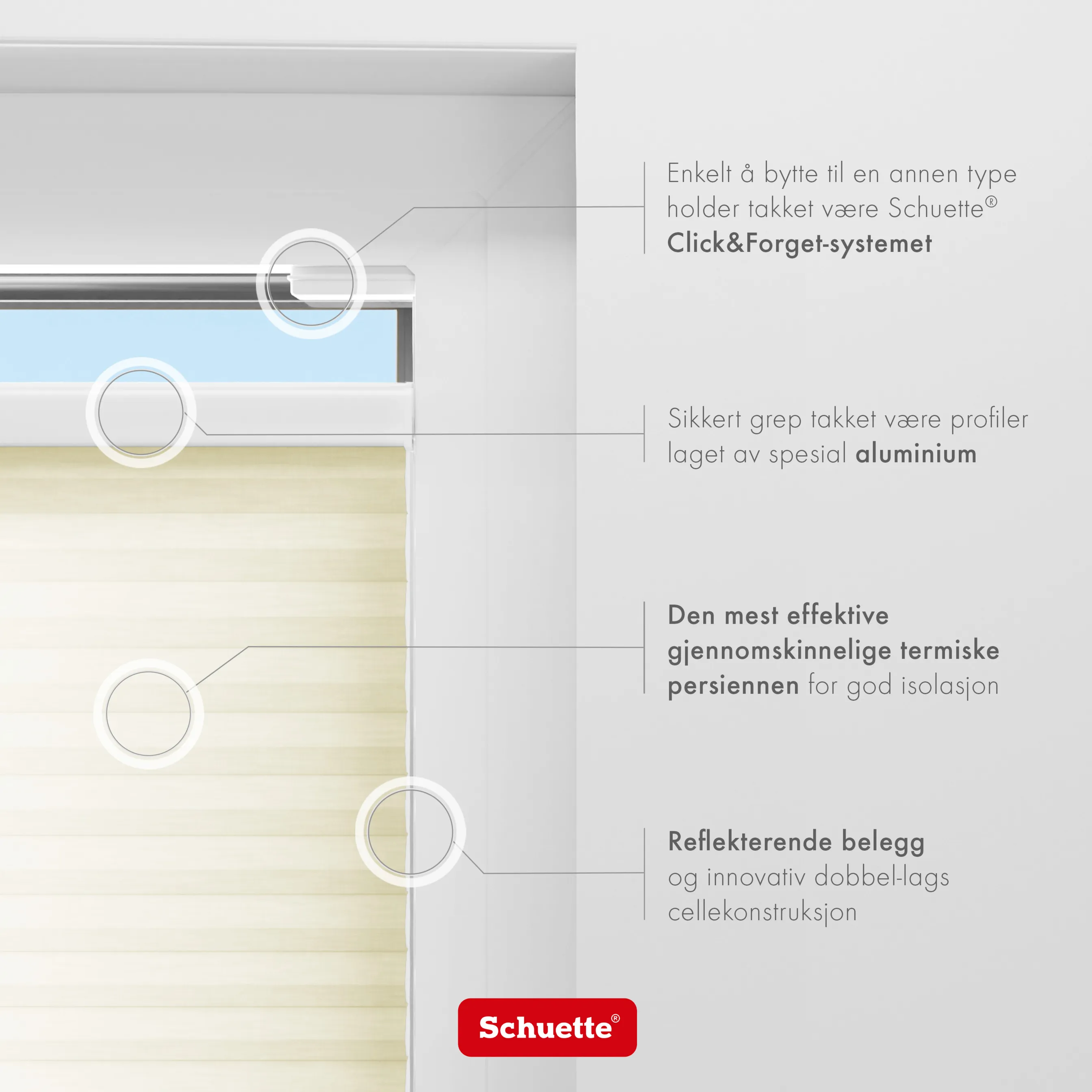 Schuette® Wabenplissee mit Bohren nach Maß • Suprafix Halterungen “Mit Bohren” • Thermo x Honey Kollektion: Butterlight (Beige) • Profilfarbe: Eiche