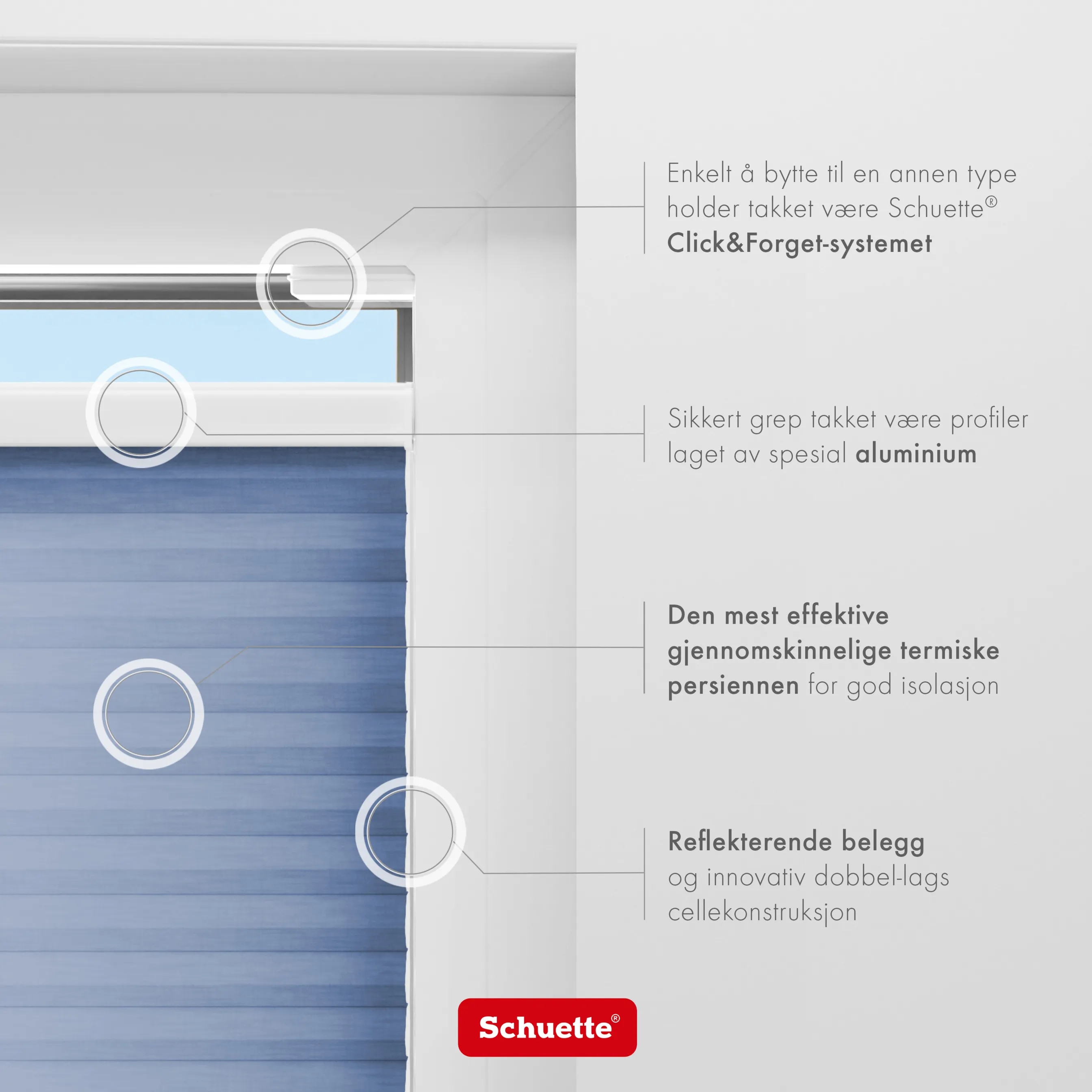 Schuette® Wabenplissee ohne Bohren nach Maß • Klebehalter & Schraubhalter 2in1 Set "Letsbond" Transparent • Thermo x Honey Kollektion: Blue Velvet (Blau) • Profilfarbe: Anthrazit