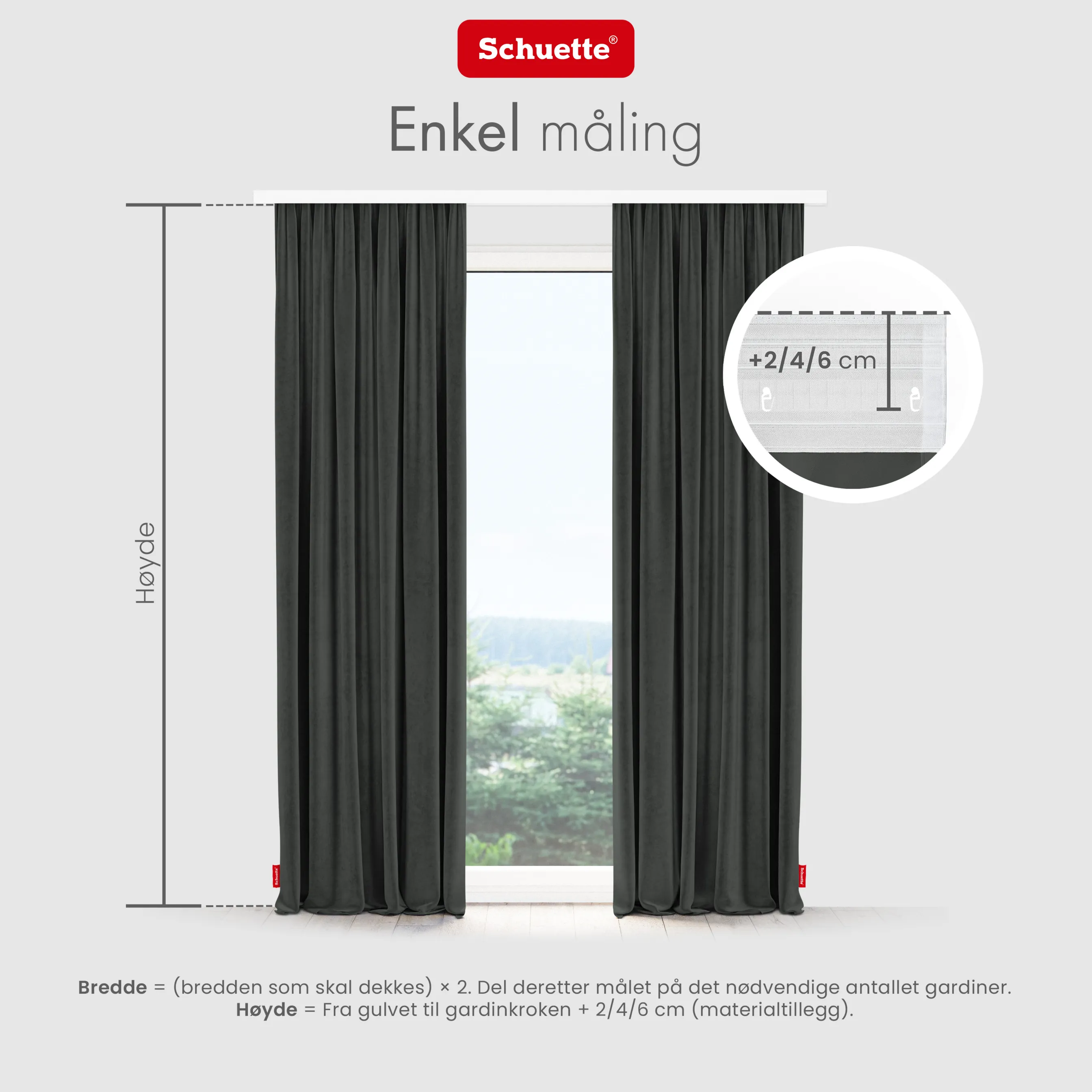 Schuette® Verdunkelungs-Vorhang Gardine mit Tunnelband nach Maß ● Millenium Velvet Kollektion: Dark Shadow (Grau) ● 1 Stück ● Knitterfrei Pflegeleicht Thermo Blickdicht & stark Abdunkelnd