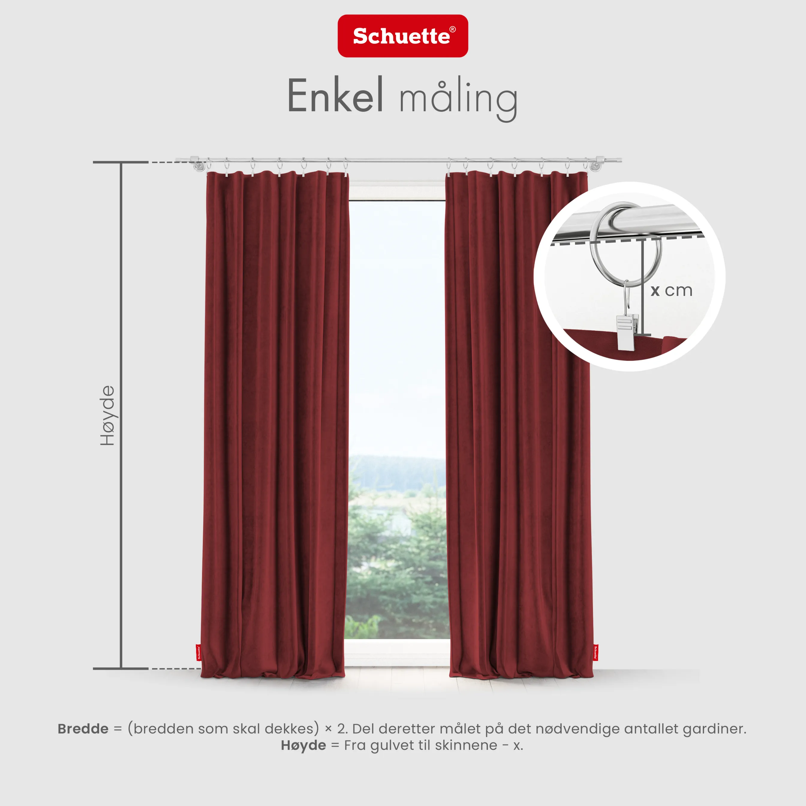 Schuette® Verdunkelungs-Vorhang Gardine mit Tunnelband nach Maß ● Millenium Velvet Kollektion: Carmine (Rot) ● 1 Stück ● Knitterfrei Pflegeleicht Thermo Blickdicht & stark Abdunkelnd