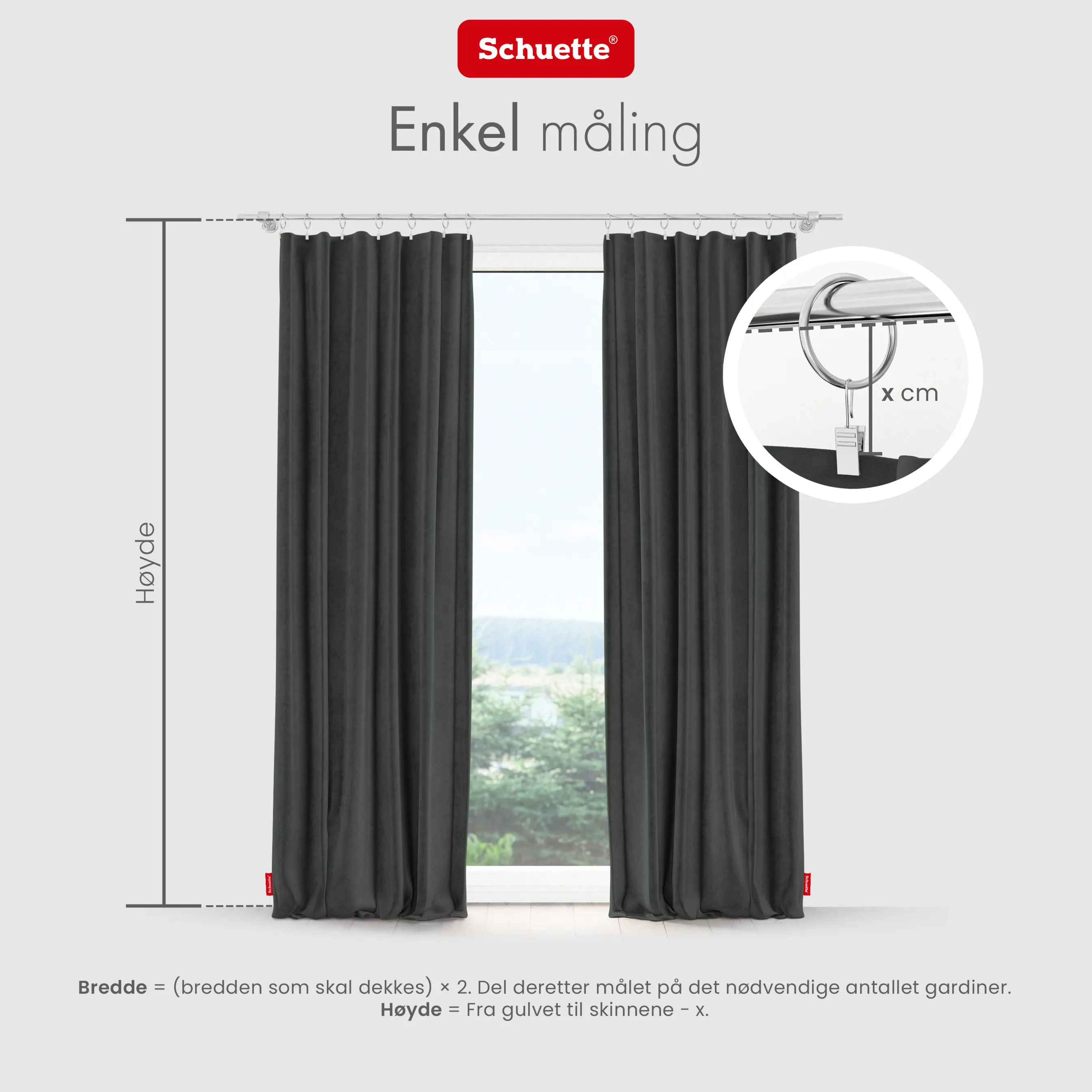 Schuette® Verdunkelungs-Vorhang Gardine mit Tunnelband nach Maß ● Millenium Velvet Kollektion: Dark Shadow (Grau) ● 1 Stück ● Knitterfrei Pflegeleicht Thermo Blickdicht & stark Abdunkelnd