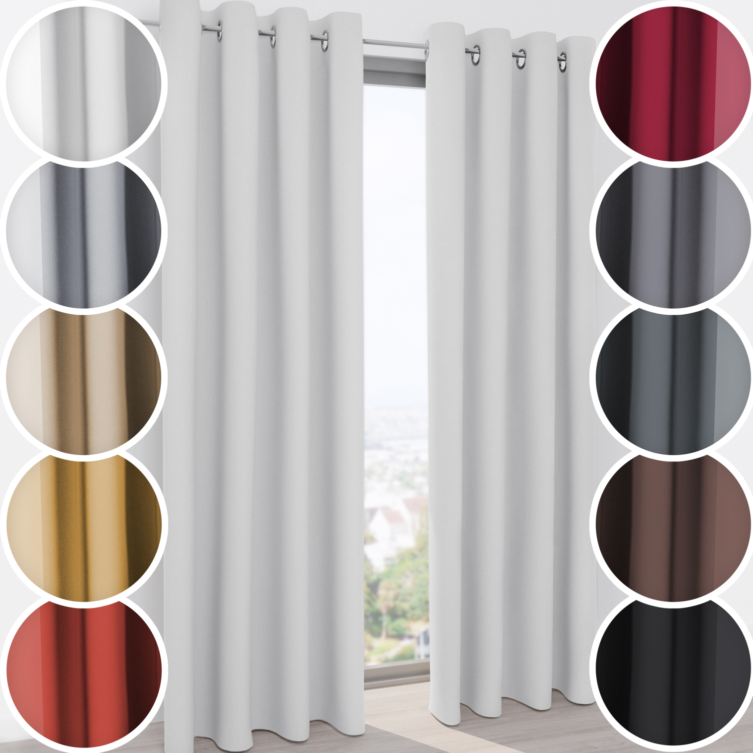 Rideau Occultant à œillets BEAUTEX - Taille 140 X 145 Cm, Gris Foncé - 100% Polyester, Blackout, Isolant Thermique Et Phonique