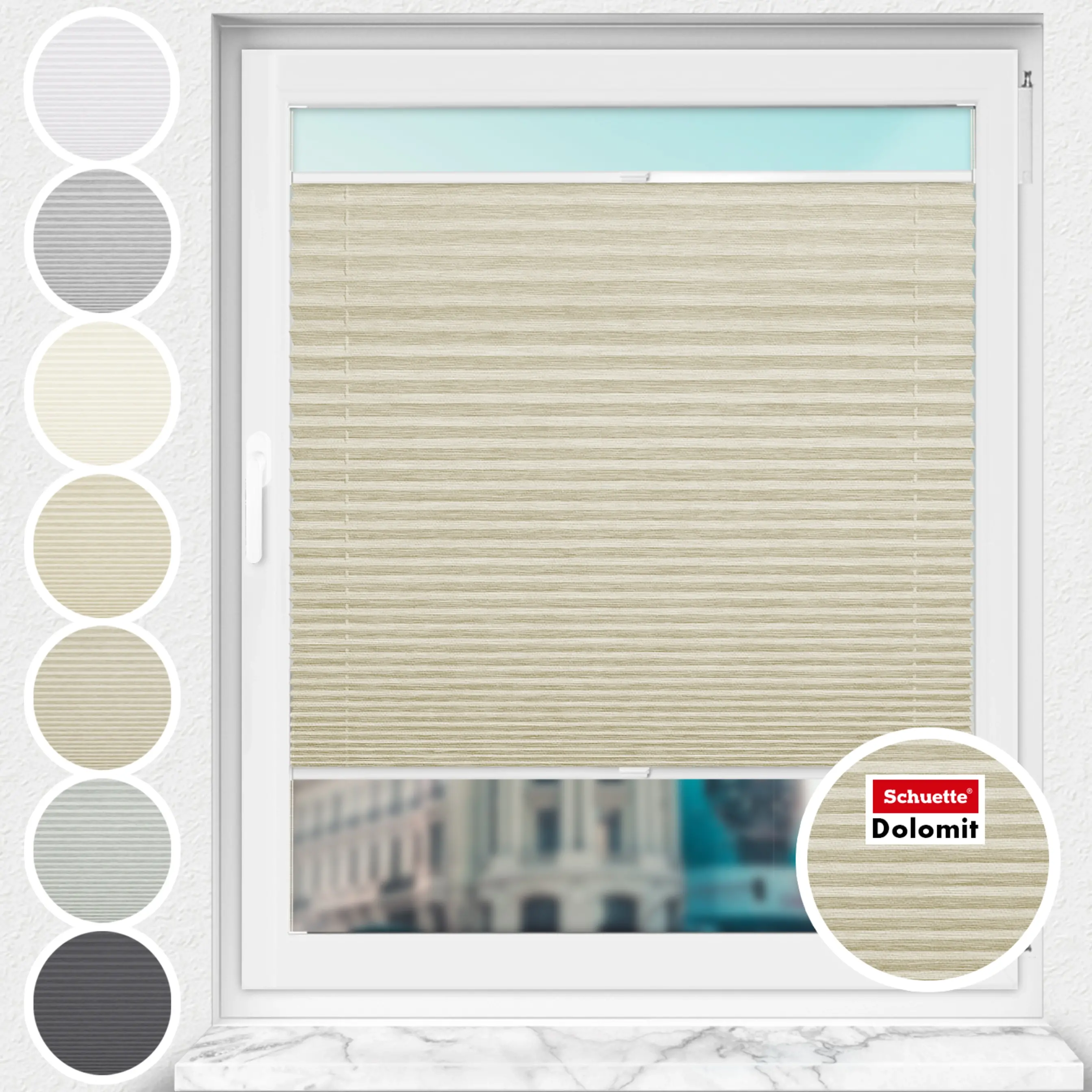 Beiger Plisseestoff mit Naturmuster