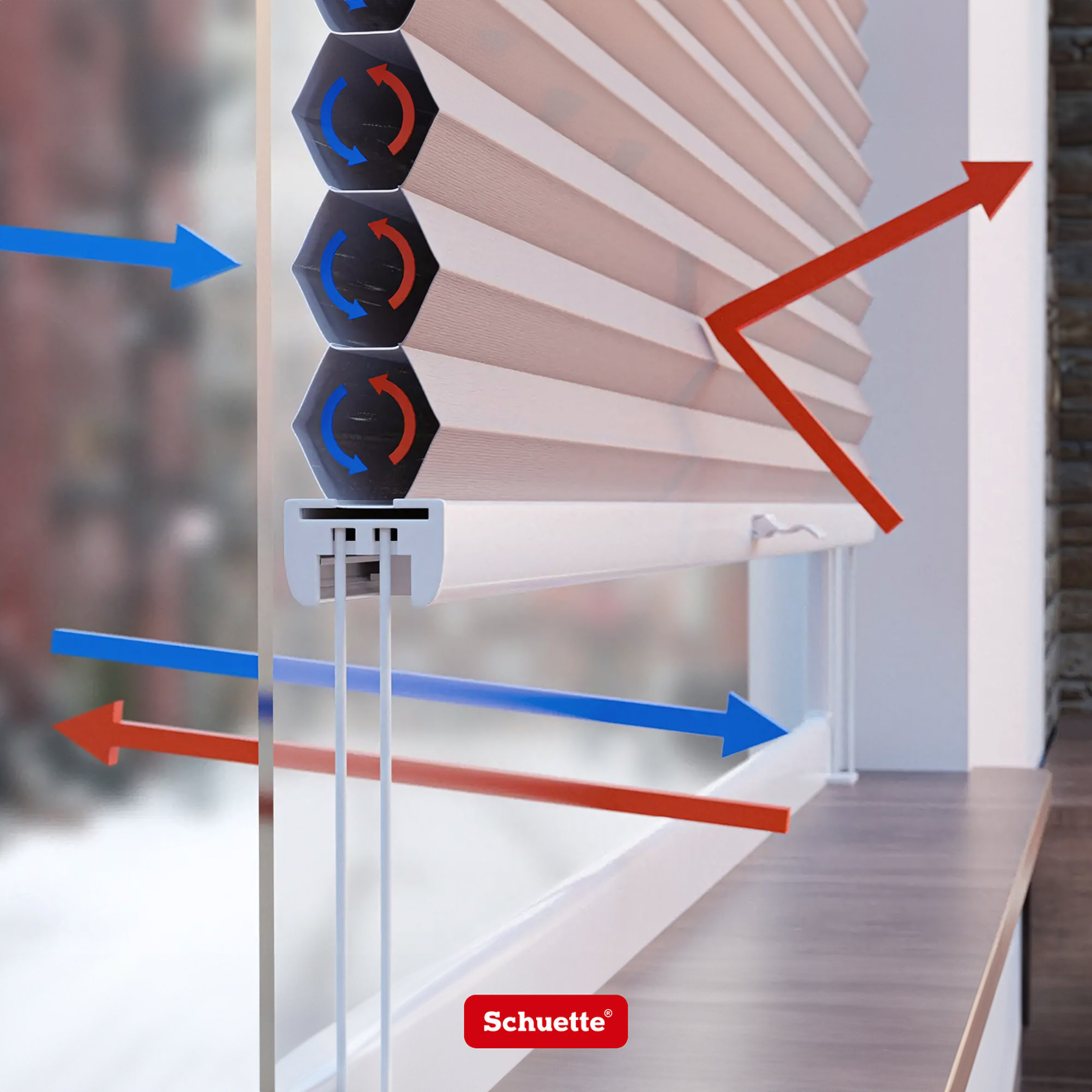 Illustration du store plissé alvéolaire protection contre le froid