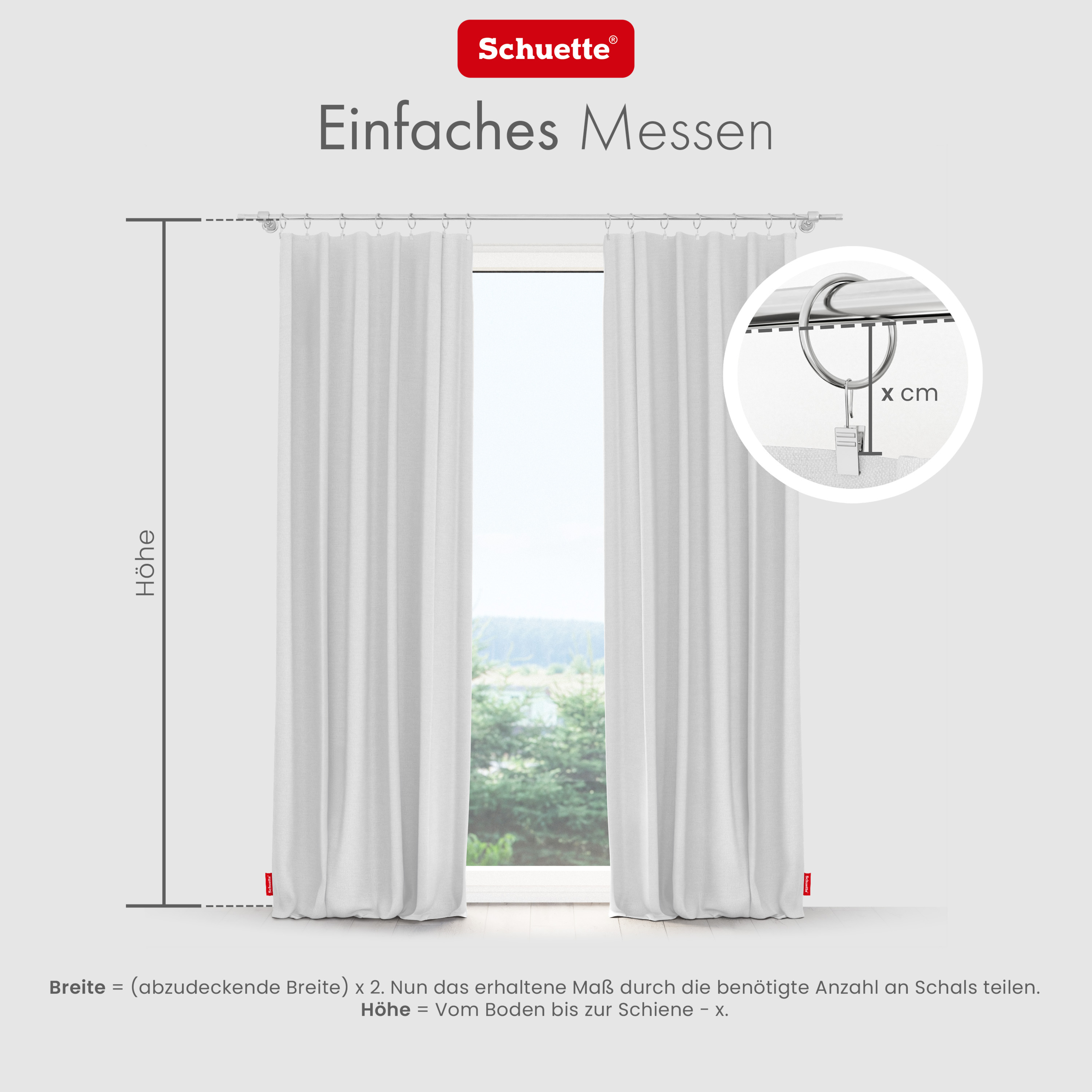 Fenster ausmessen für Vorhänge mit Ösen oder Tunnelband