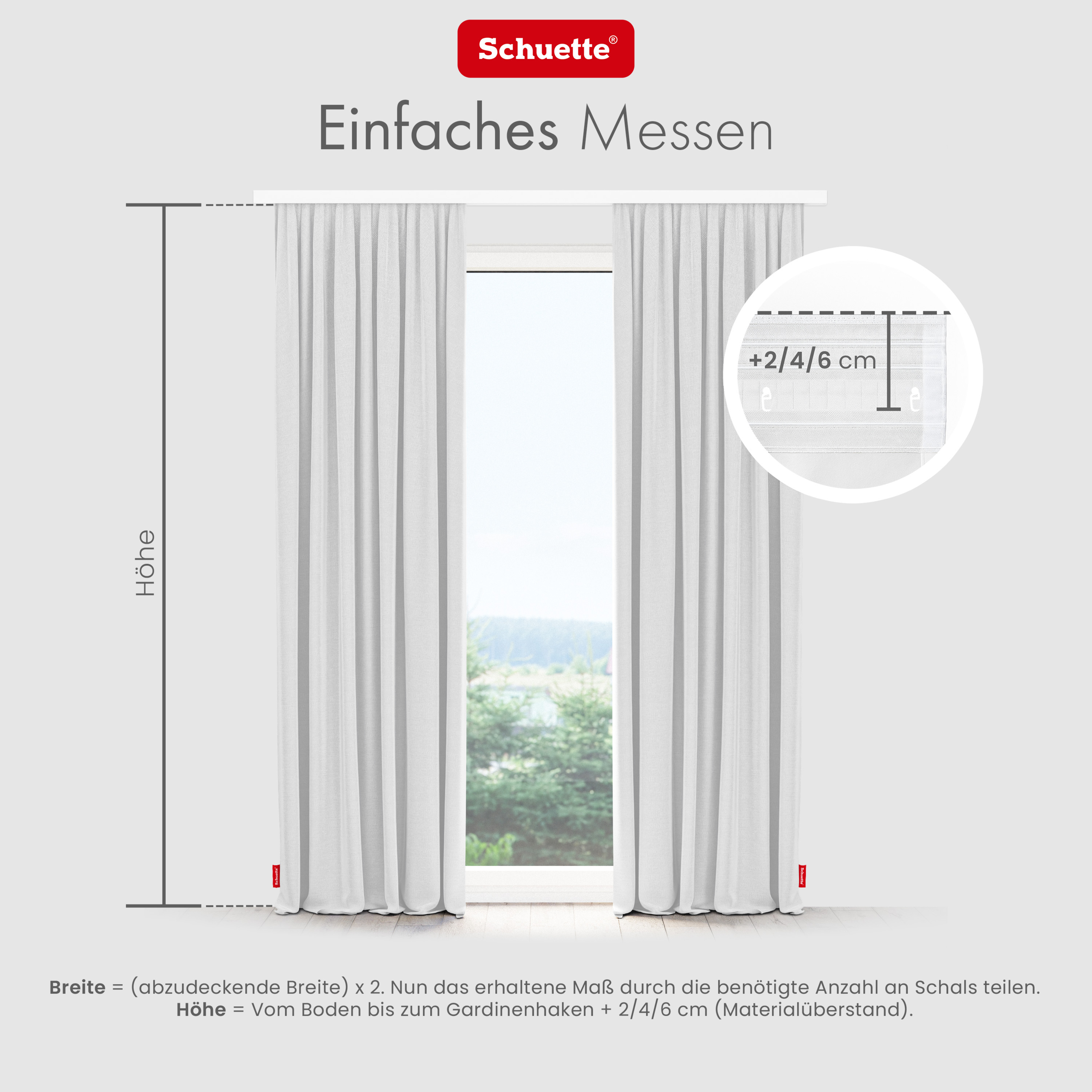 Fenster ausmessen für Vorhänge mit Ösen oder Tunnelband