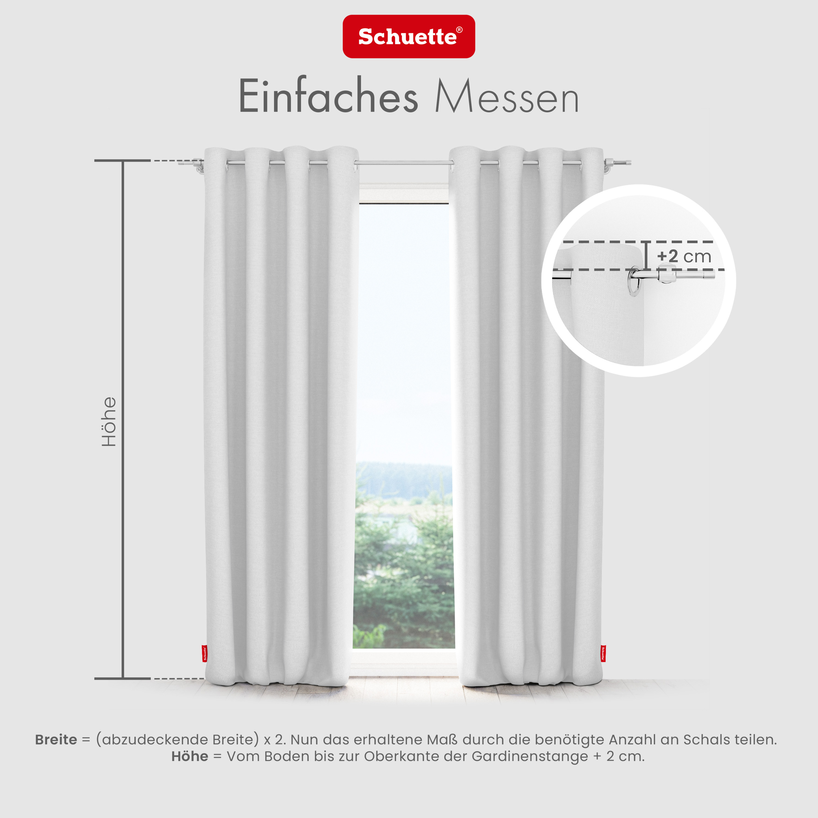 Fenster ausmessen für Vorhänge mit Ösen oder Tunnelband