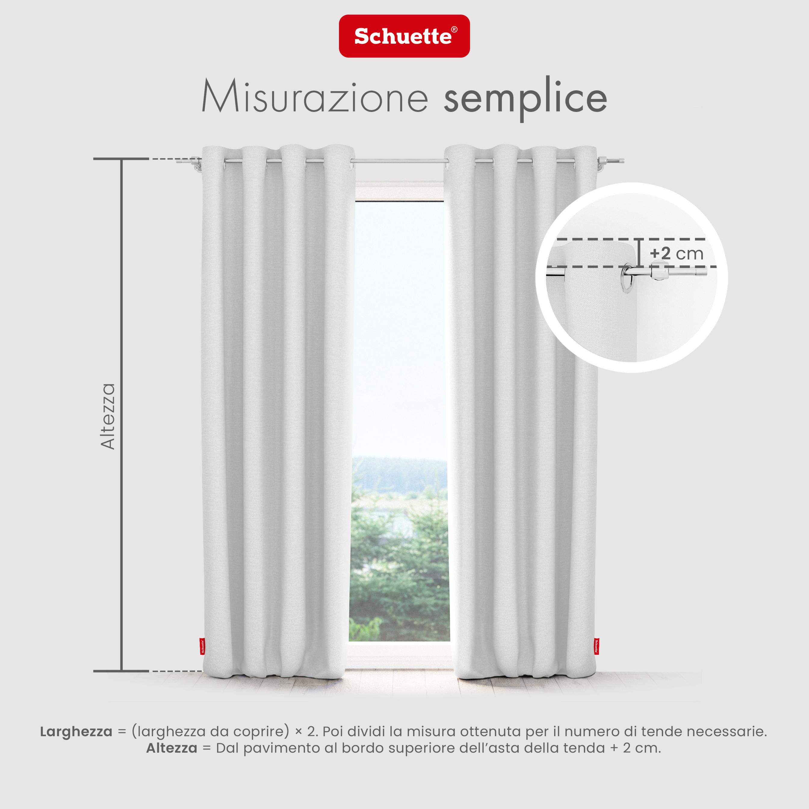 misurare la finestra per tende con occhielli o nastro tunnel