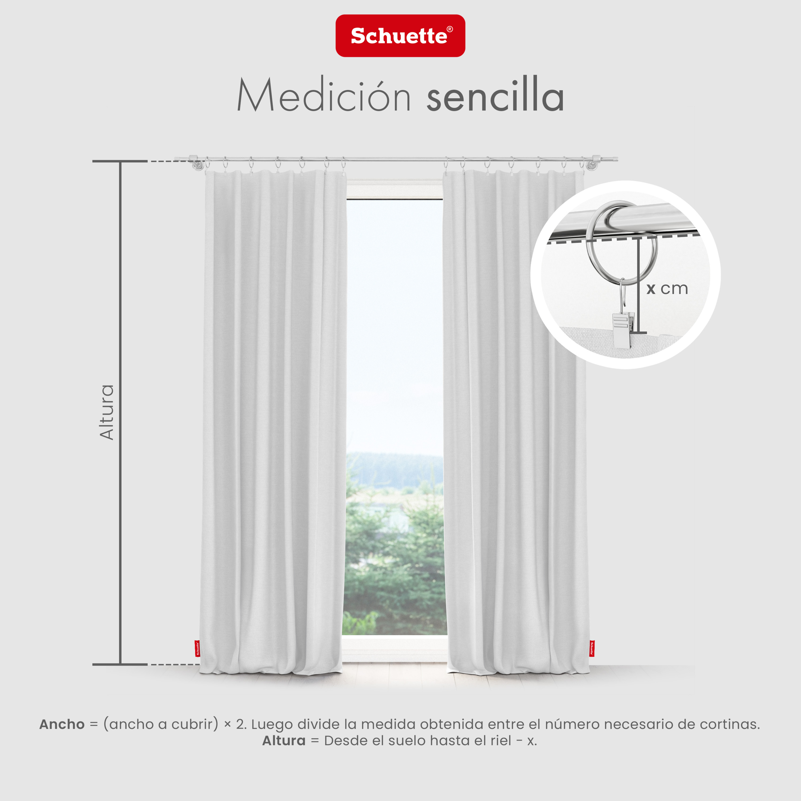 medir ventanas para cortinas con ojales o cinta túnel