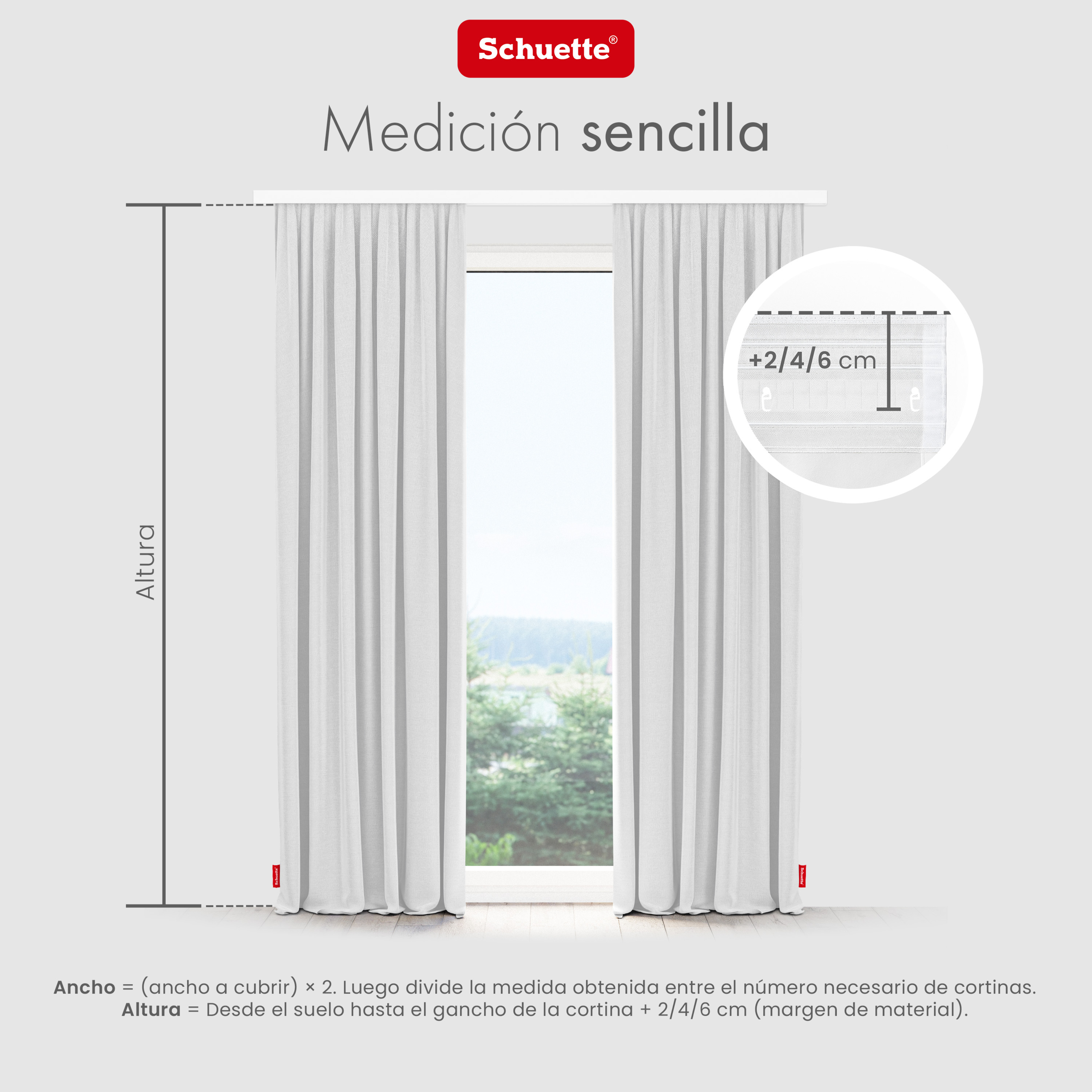 medir ventanas para cortinas con ojales o cinta túnel