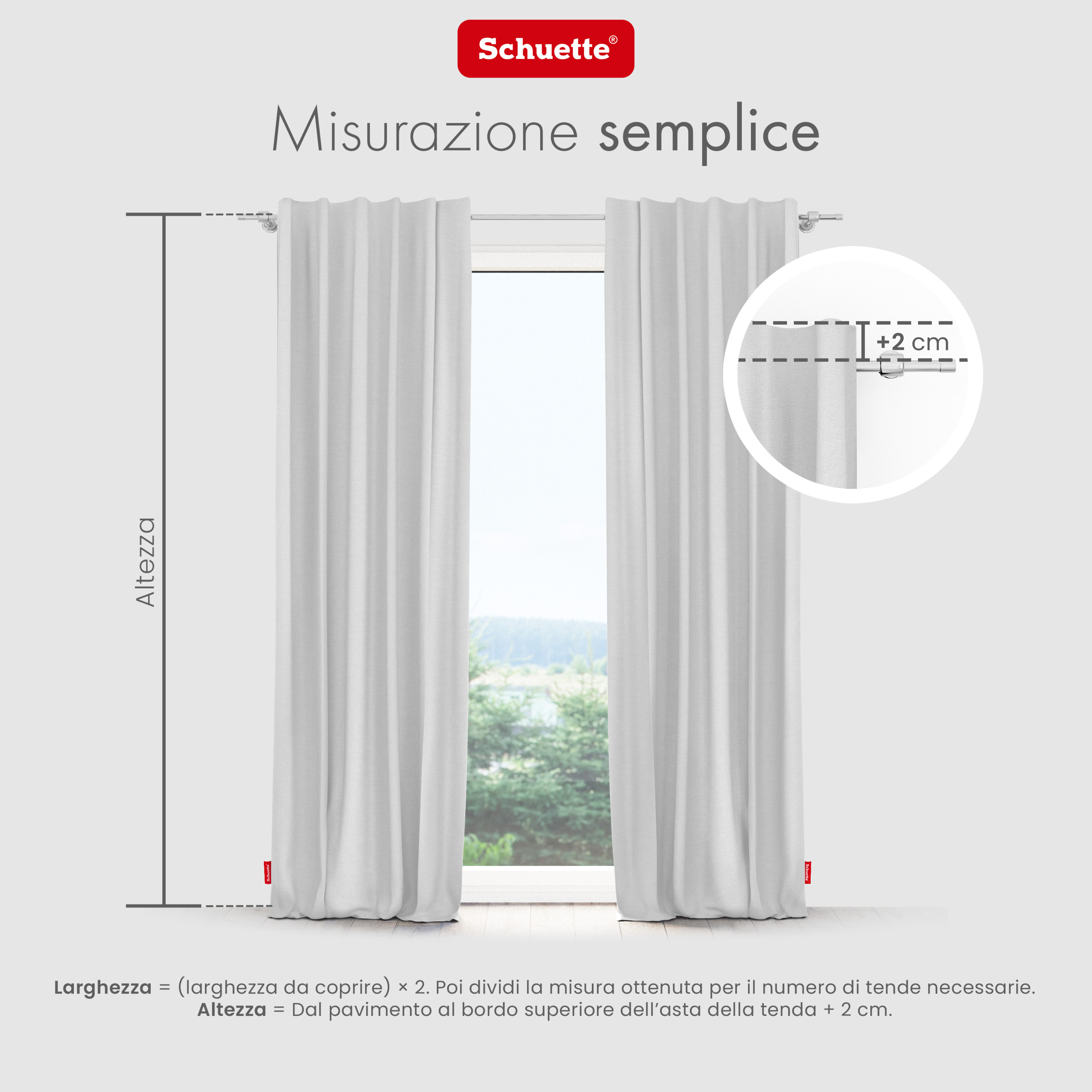 misurare la finestra per tende con occhielli o nastro tunnel