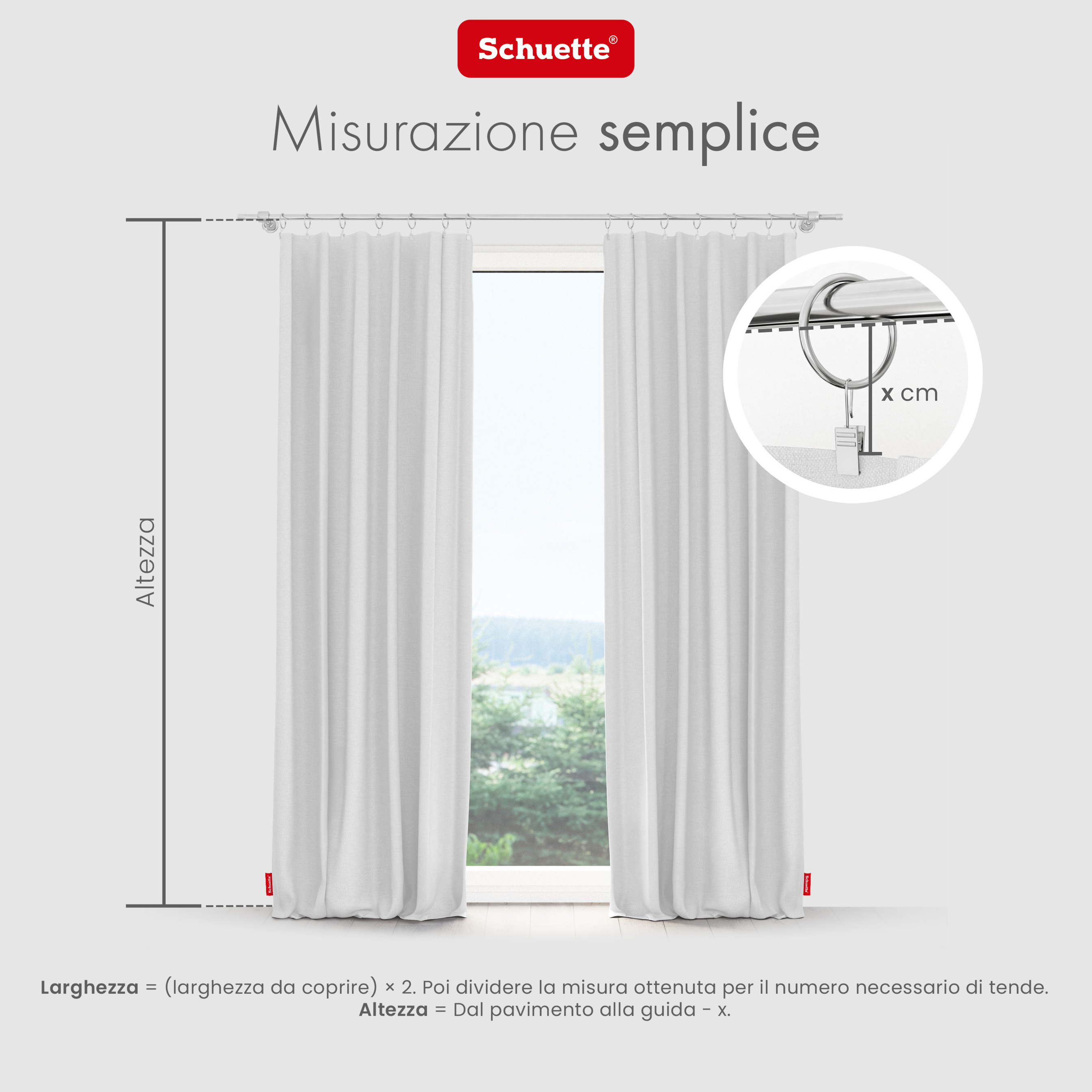 misurare la finestra per tende con occhielli o nastro tunnel