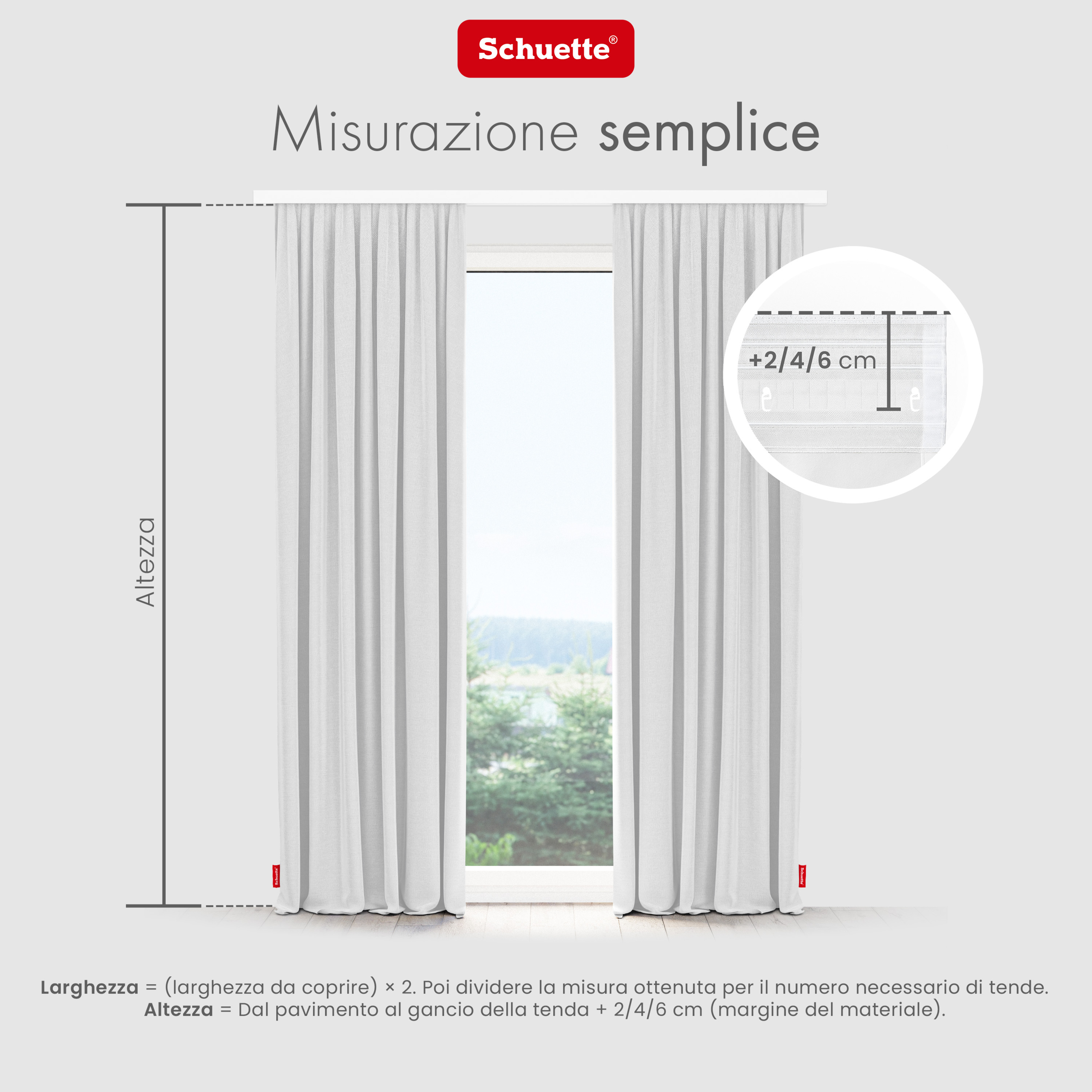 misurare la finestra per tende con occhielli o nastro tunnel