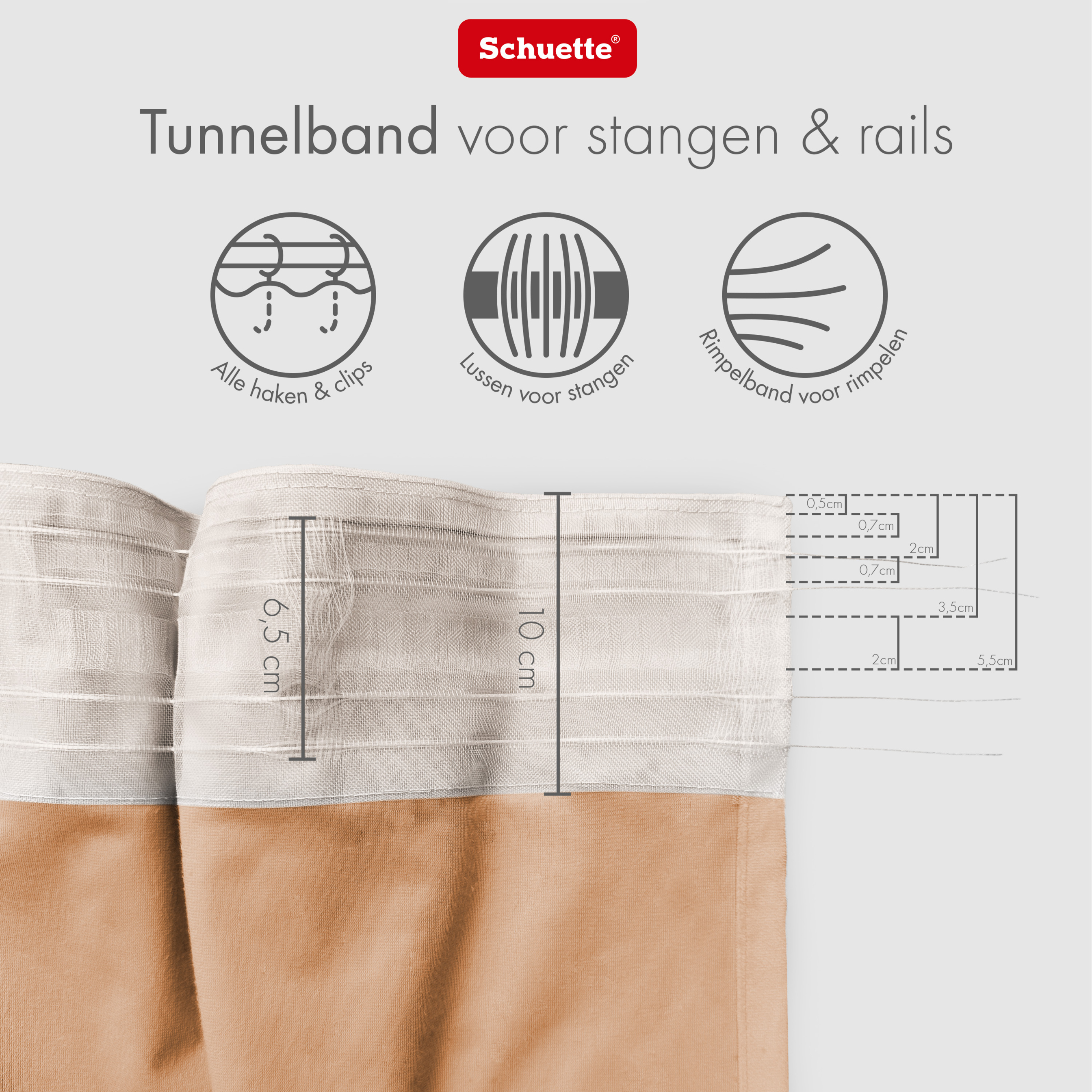 gordijn bevestiging voor rail en roede