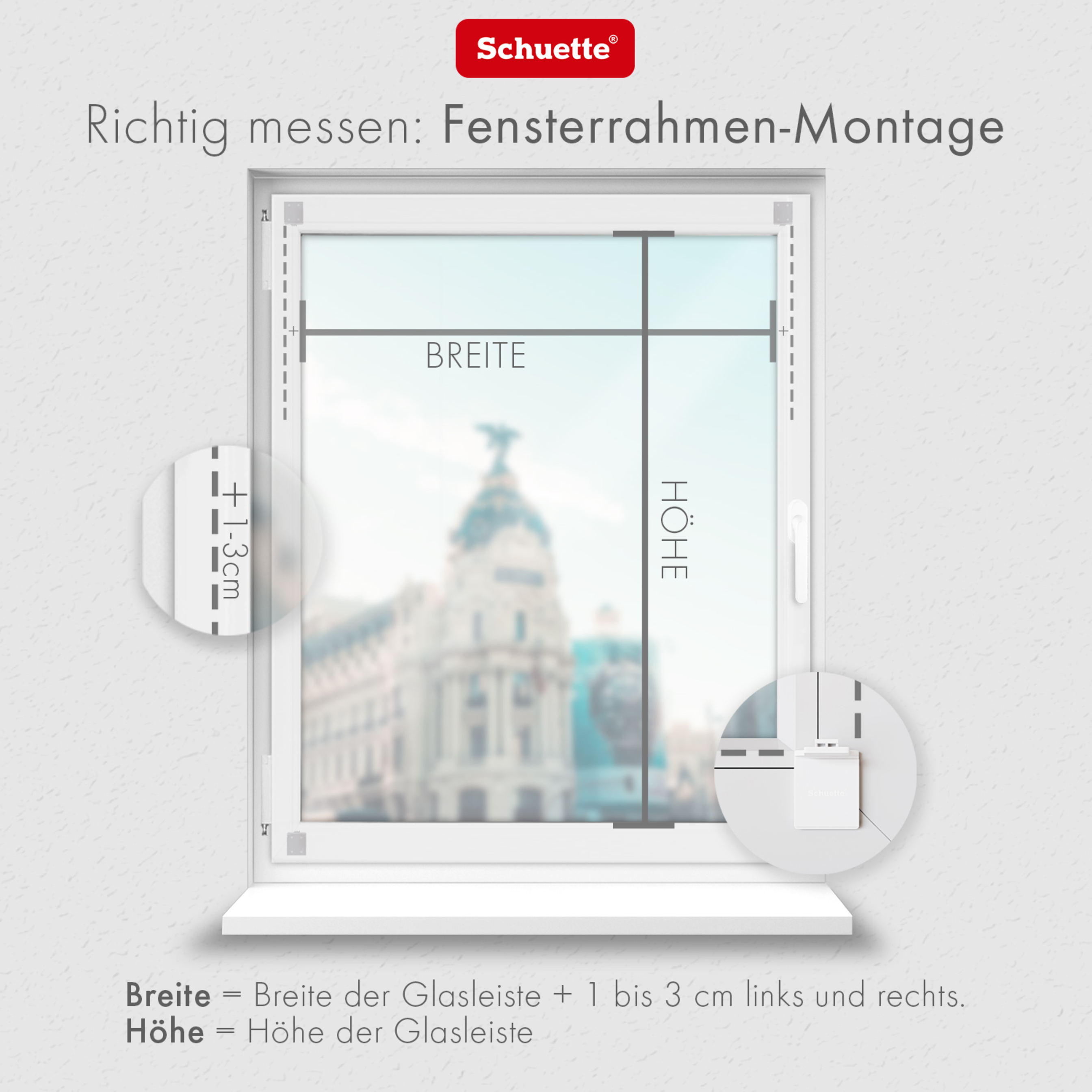 Wie messen für Plissee zum Kleben auf Fensterrahmen