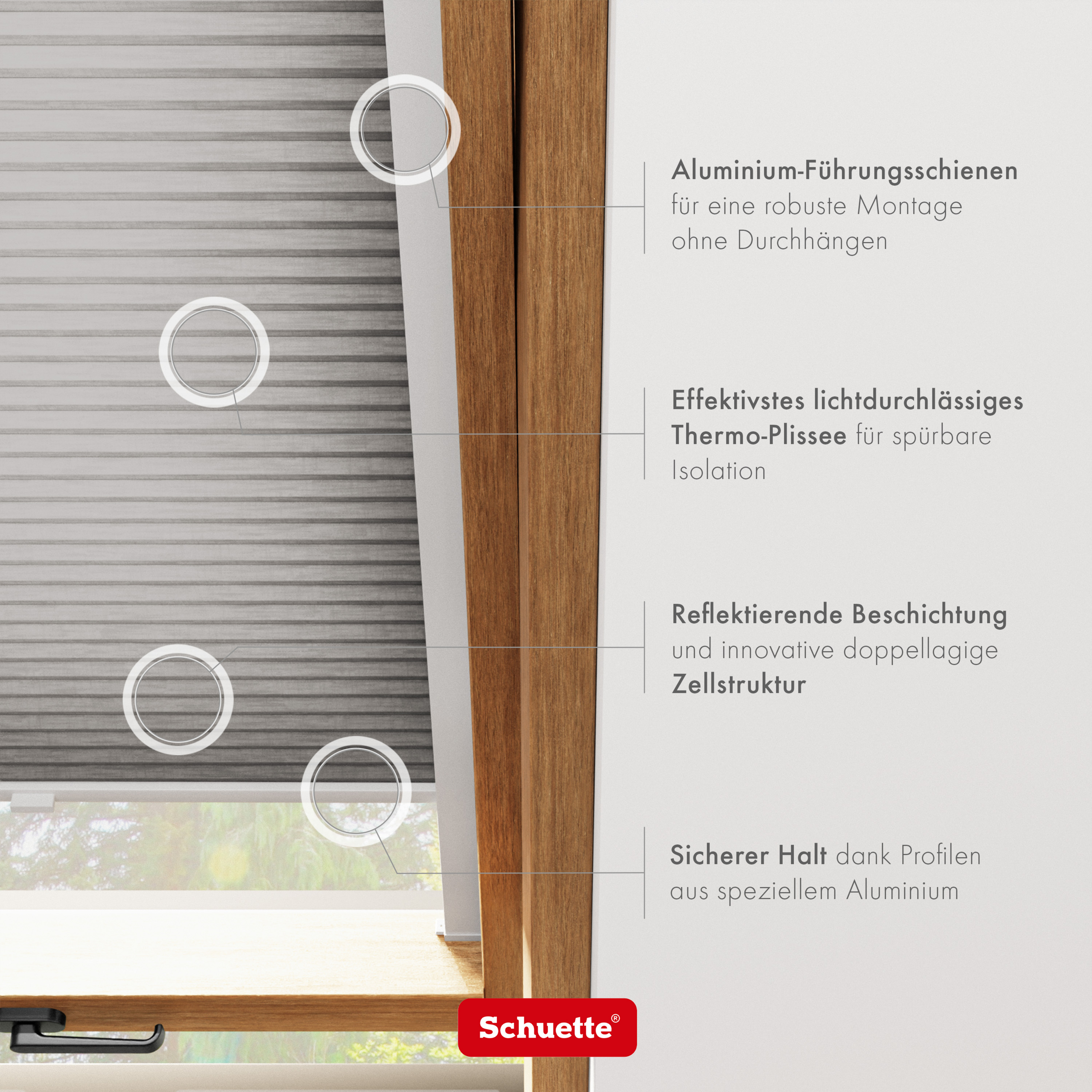 Schuette® Dachfenster Wabenplissee nach Maß • Thermo x Honey Kollektion: Overbaked (Grau) • Profilfarbe: Anthrazit