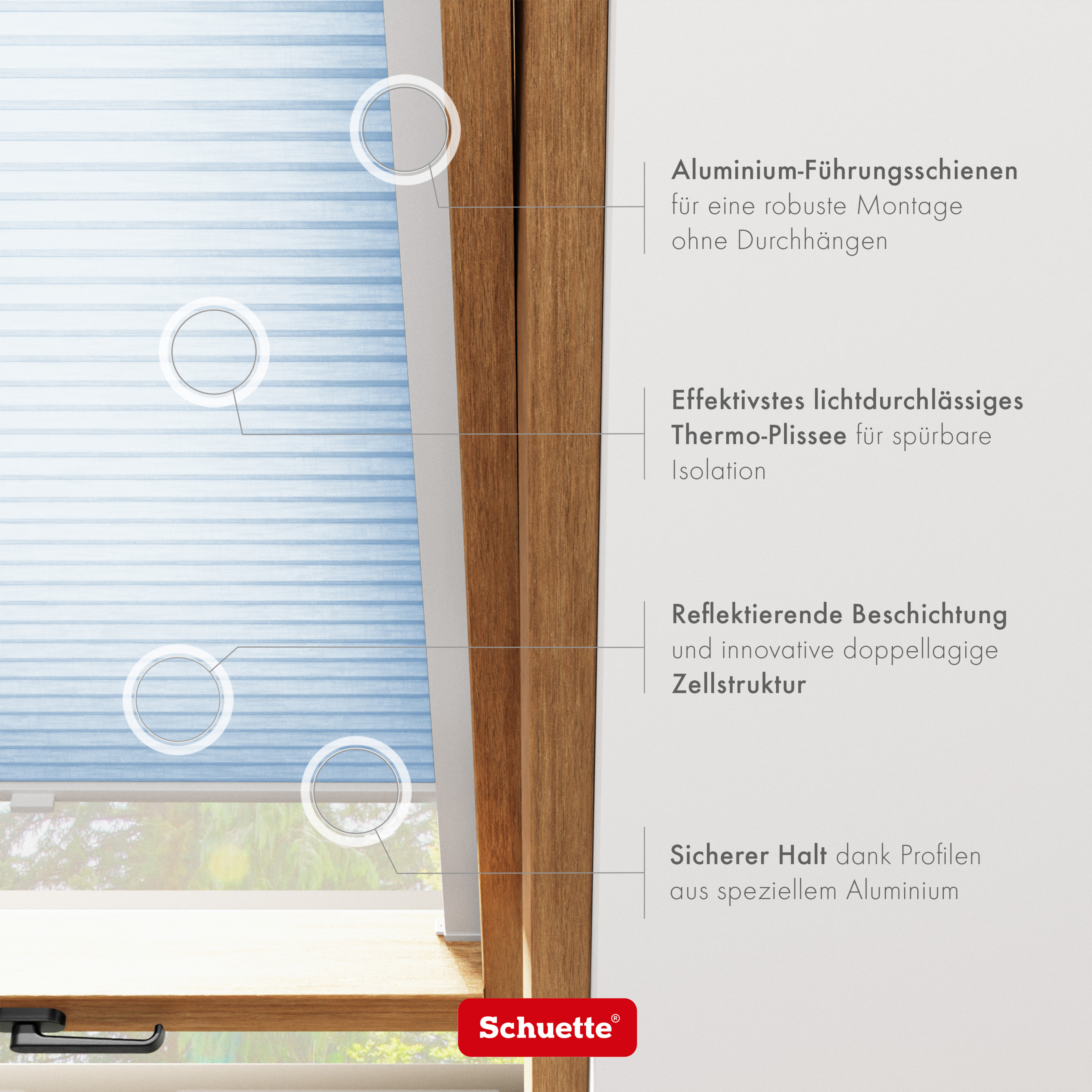 Schuette® Dachfenster Wabenplissee nach Maß • Thermo x Honey Kollektion: Ice Pop (Hellblau) • Profilfarbe: Silber
