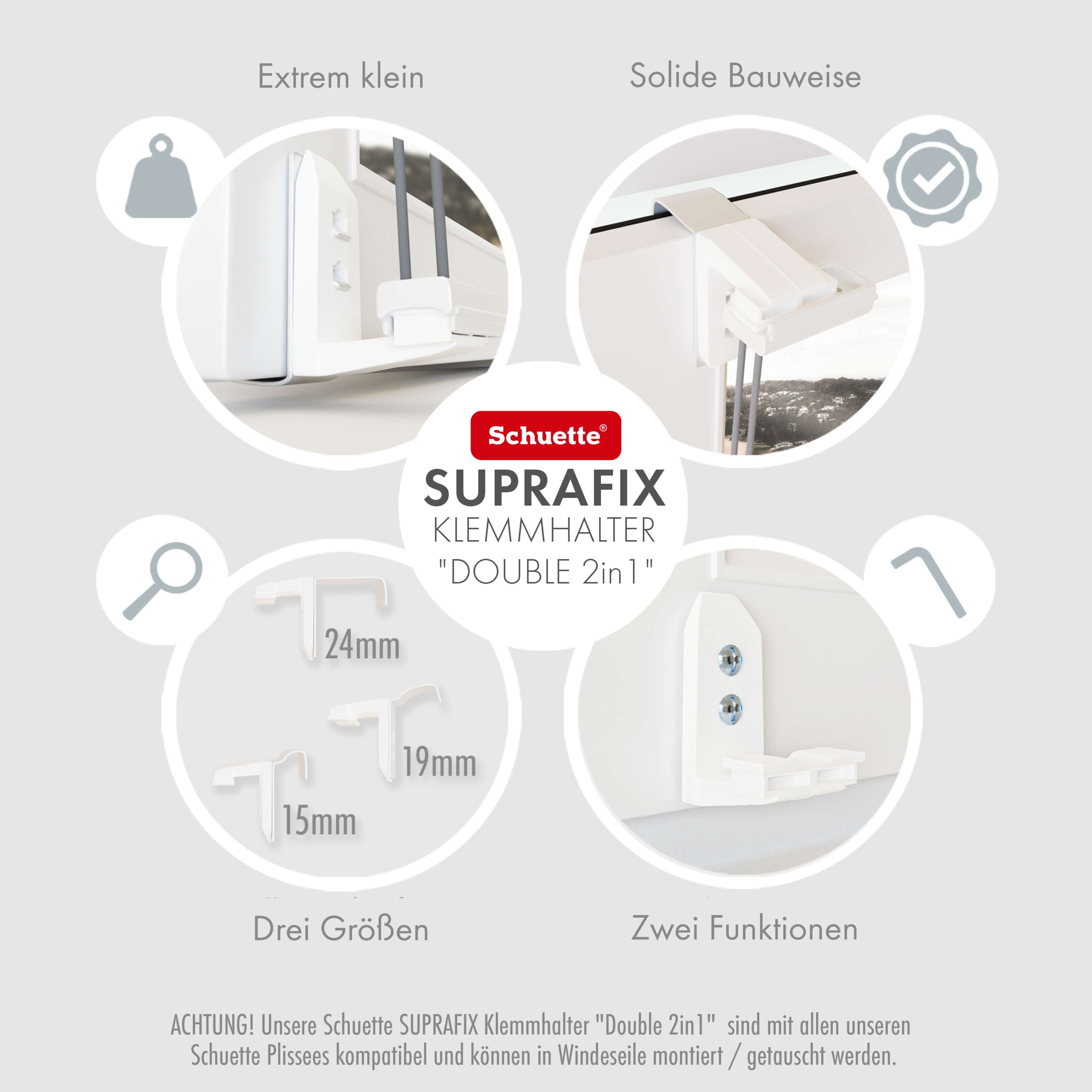 Schuette® Wabenplissee mit Bohren nach Maß • Suprafix "Double 2in1" Schraub- & Klemmhalter • Honey Kollektion: The Dune (Beige) • Profilfarbe: Silber