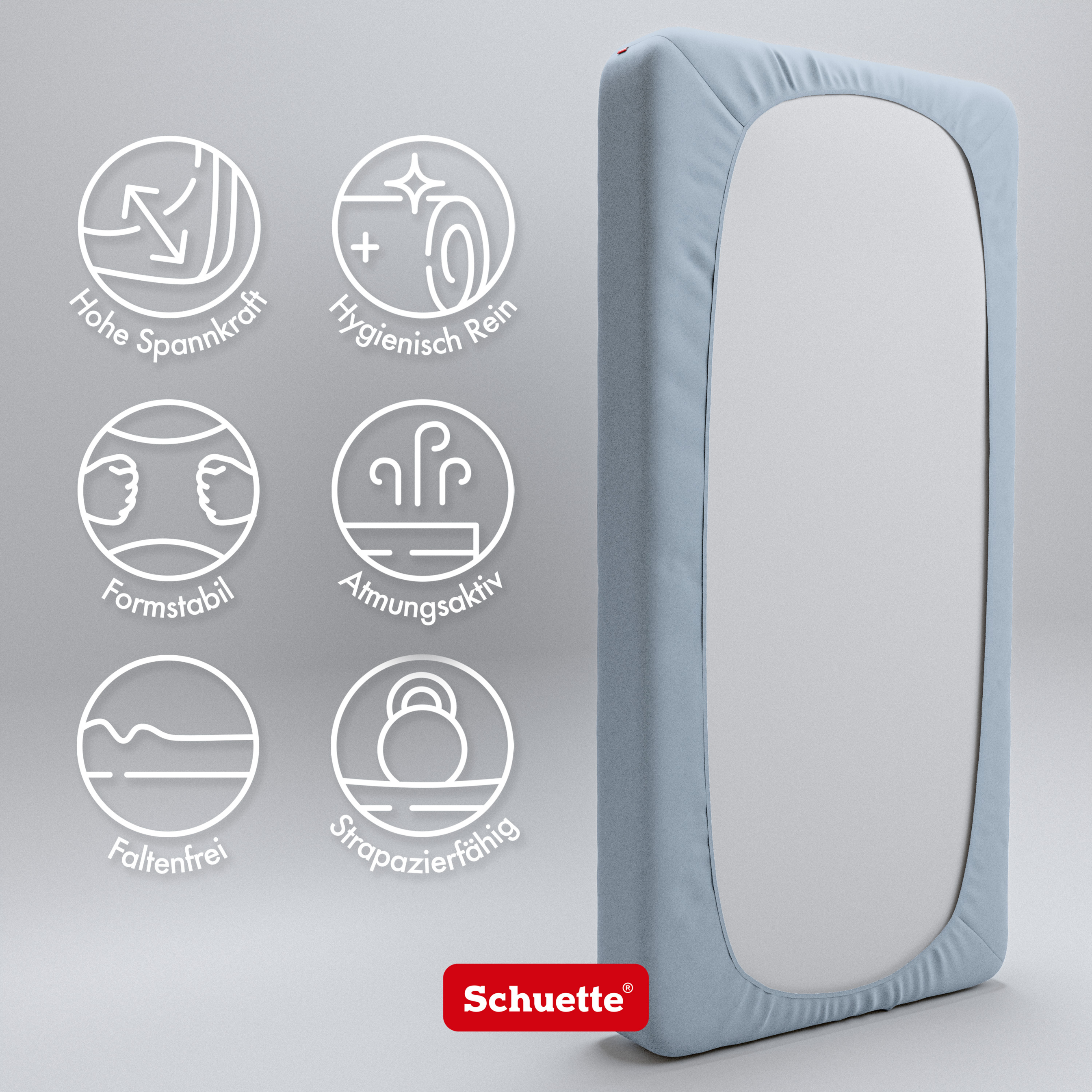 Schuette® Topper Spannbettlaken • 80 x 200 • Wow! Kollektion: Blue It Away (Pastellblau) • 100% Superfluff Baumwolle, Blickdicht, Faltenfrei • mit Rundumgummi • Matratzenhöhe bis 15 cm