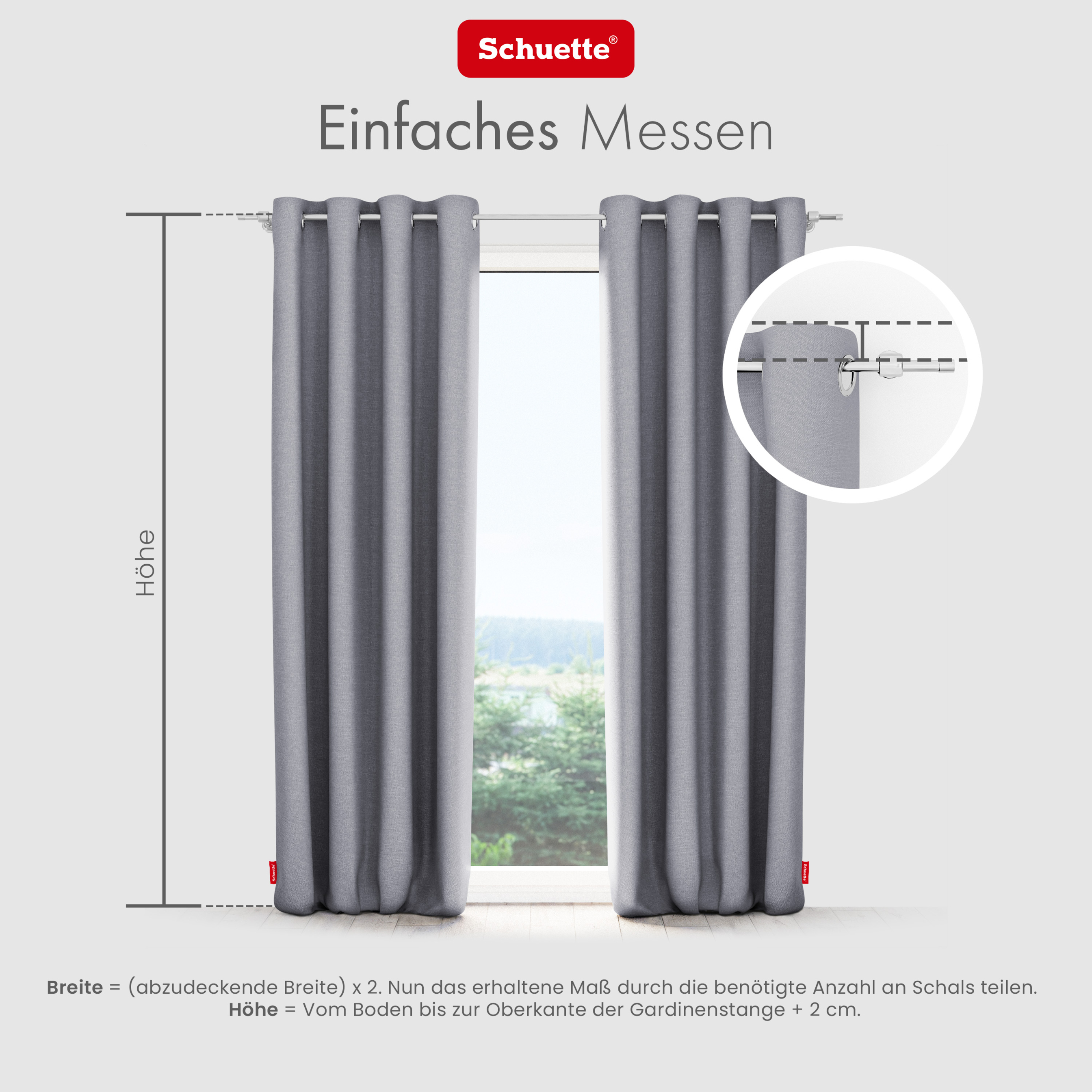 Schuette® Verdunkelungs-Vorhang Gardine mit Ösen nach Maß ● Century Black Kollektion: Fine Platinium (Silber) ● 1 Stück ● Knitterfrei Pflegeleicht Thermo Blickdicht & stark Abdunkelnd