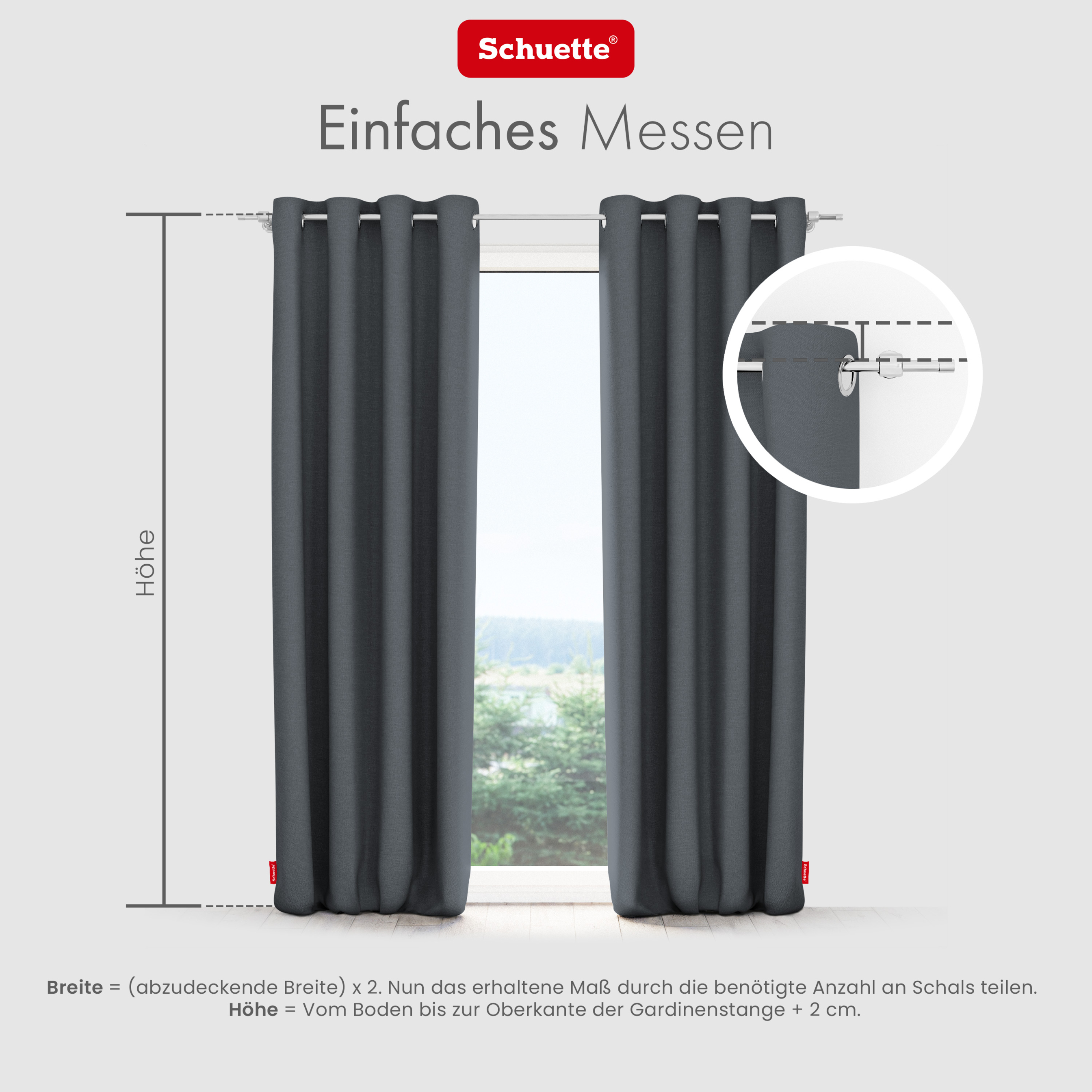 Schuette® Verdunkelungs-Vorhang Gardine mit Ösen nach Maß ● Century Black Kollektion: Shadow Touch (Grau) ● 1 Stück ● Knitterfrei Pflegeleicht Thermo Blickdicht & stark Abdunkelnd