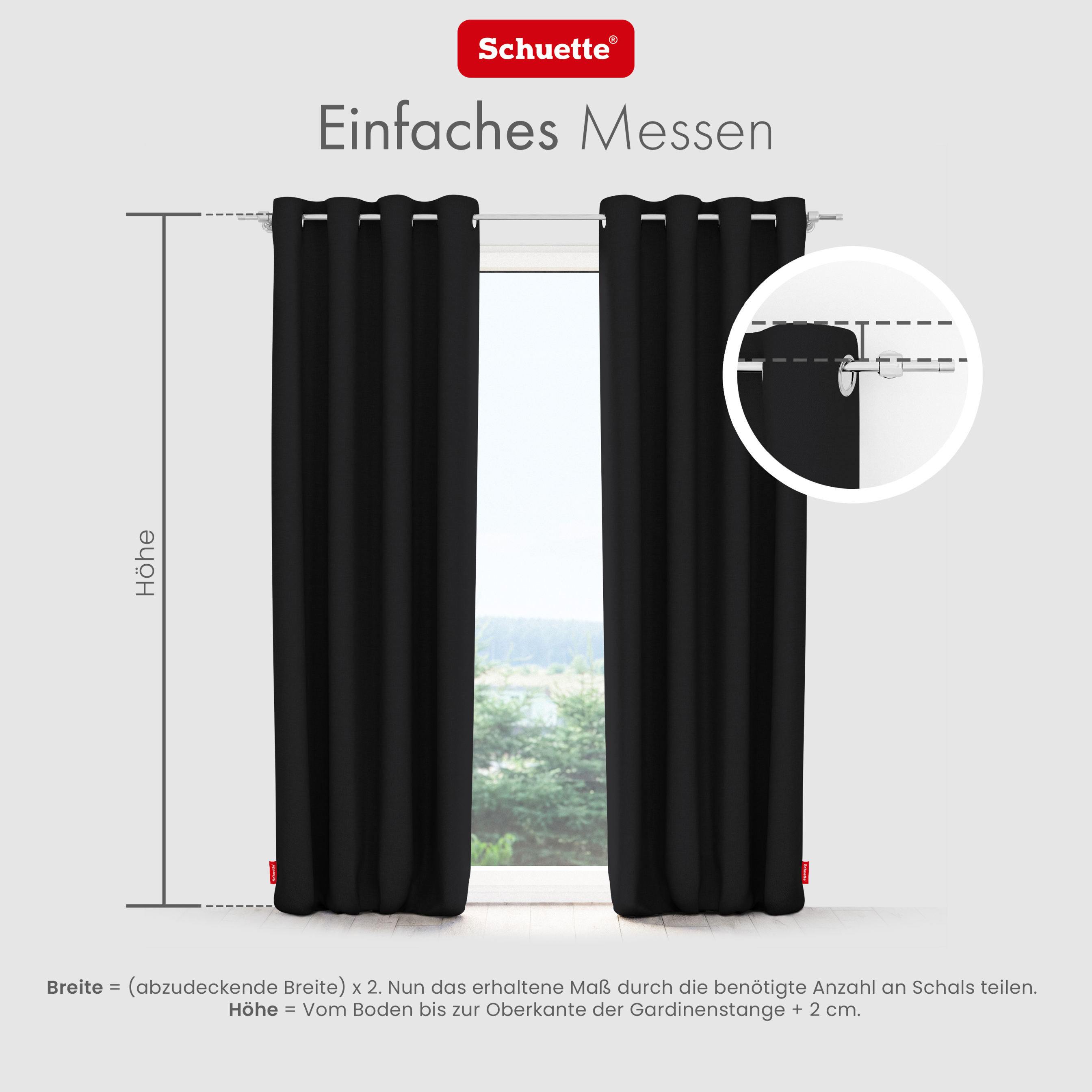 Schuette® Verdunkelungs-Vorhang Gardine mit Ösen nach Maß ● Century Black Kollektion: Raven Feather (Schwarz) ● 1 Stück ● Knitterfrei Pflegeleicht Thermo Blickdicht & stark Abdunkelnd