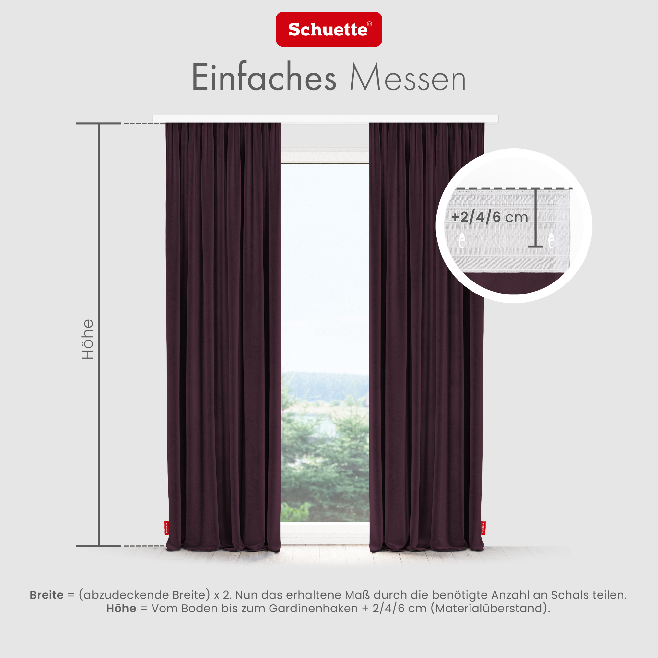 Schuette® Verdunkelungs-Vorhang Gardine mit Tunnelband nach Maß ● Millenium Velvet Kollektion: Plum (Purple) ● 1 Stück ● Knitterfrei Pflegeleicht Thermo Blickdicht & stark Abdunkelnd