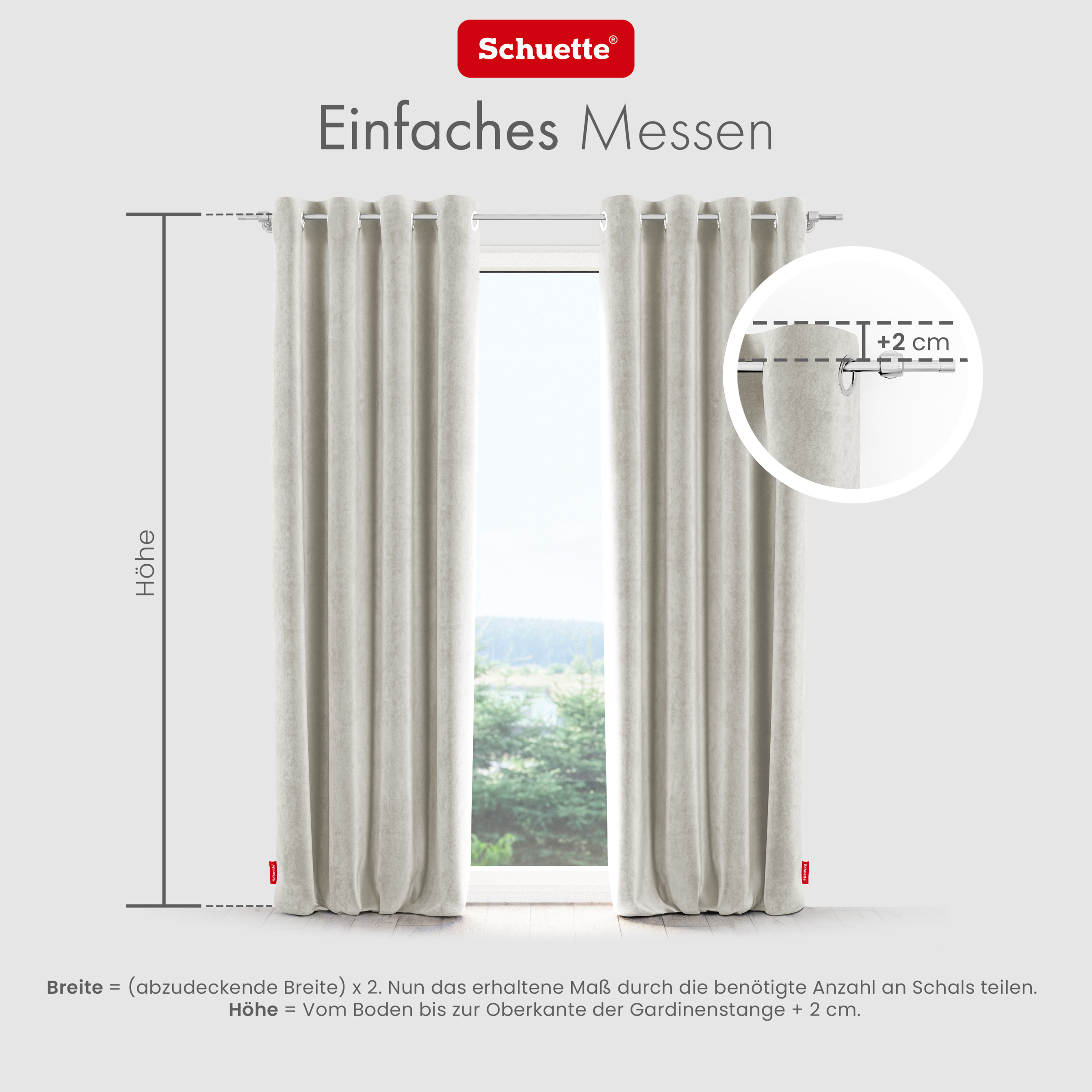 Schuette® Verdunkelungs-Vorhang Gardine mit Ösen nach Maß ● Millenium Velvet Kollektion: Polar Bear (Weiß-Grau-Beige) ● 1 Stück ● Knitterfrei Pflegeleicht Thermo Blickdicht & stark Abdunkelnd