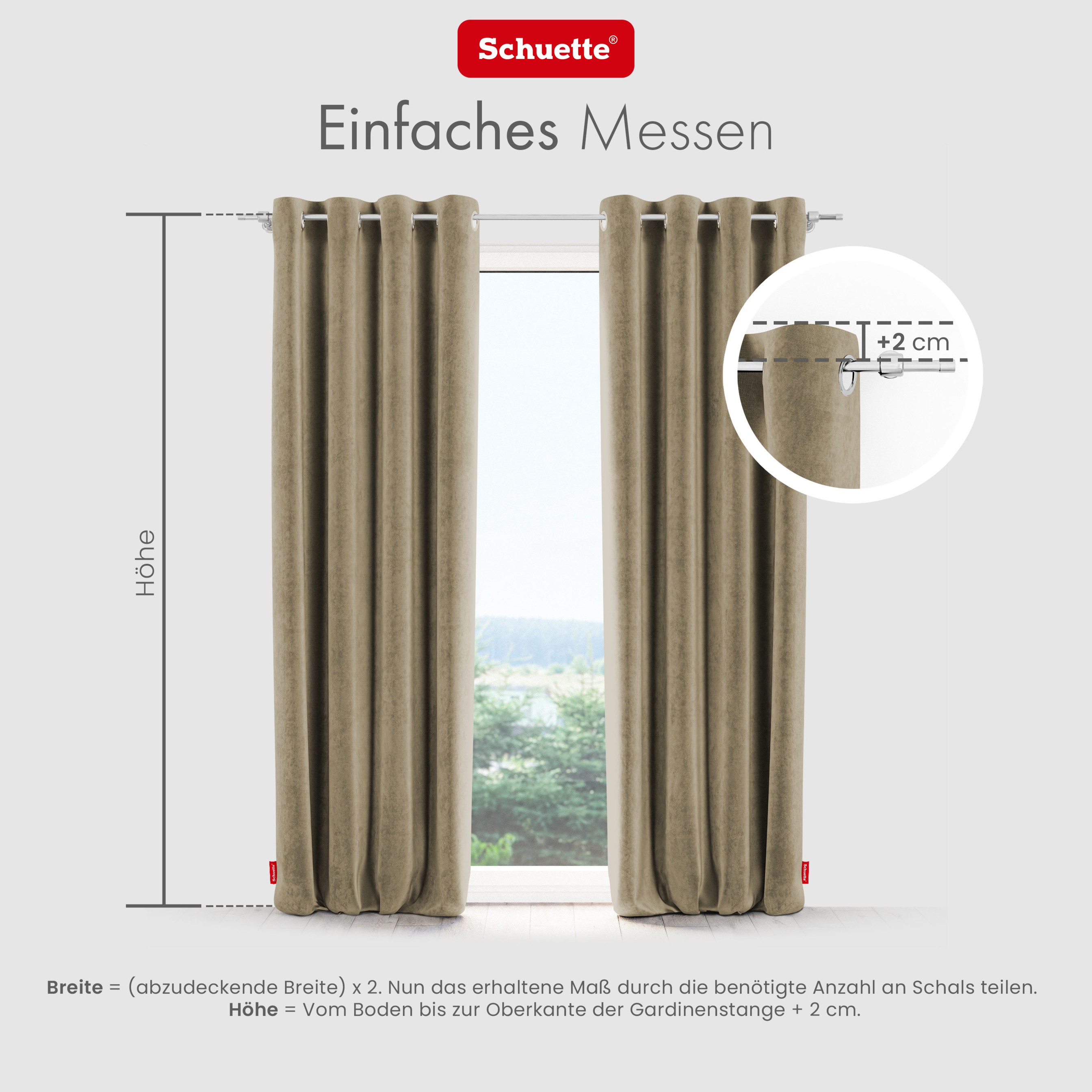 Schuette® Verdunkelungs-Vorhang Gardine mit Ösen nach Maß ● Millenium Velvet Kollektion: Brown Teddy (Beige) ● 1 Stück ● Knitterfrei Pflegeleicht Thermo Blickdicht & stark Abdunkelnd