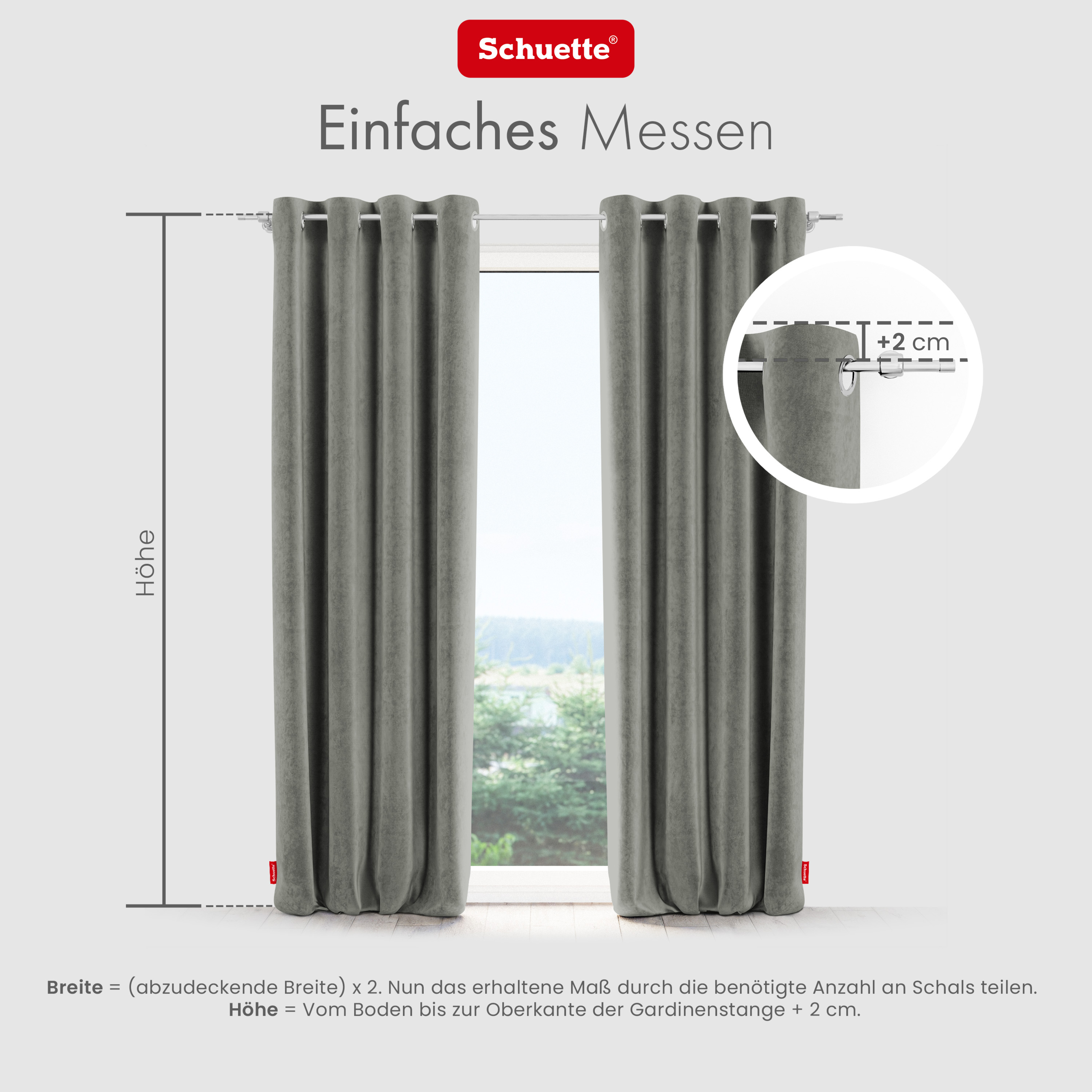 Schuette® Verdunkelungs-Vorhang Gardine mit Ösen nach Maß ● Millenium Velvet Kollektion: Umber Gray (Grau) ● 1 Stück ● Knitterfrei Pflegeleicht Thermo Blickdicht & stark Abdunkelnd