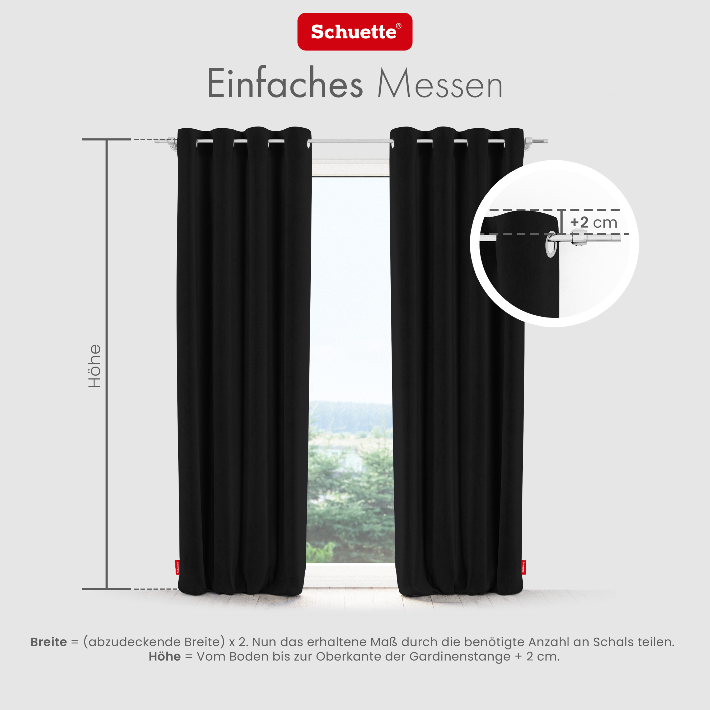 Schuette® Verdunkelungs-Vorhang Gardine mit Ösen nach Maß ● Millenium Velvet Kollektion: Black Swan (Schwarz) ● 1 Stück ● Knitterfrei Pflegeleicht Thermo Blickdicht & stark Abdunkelnd