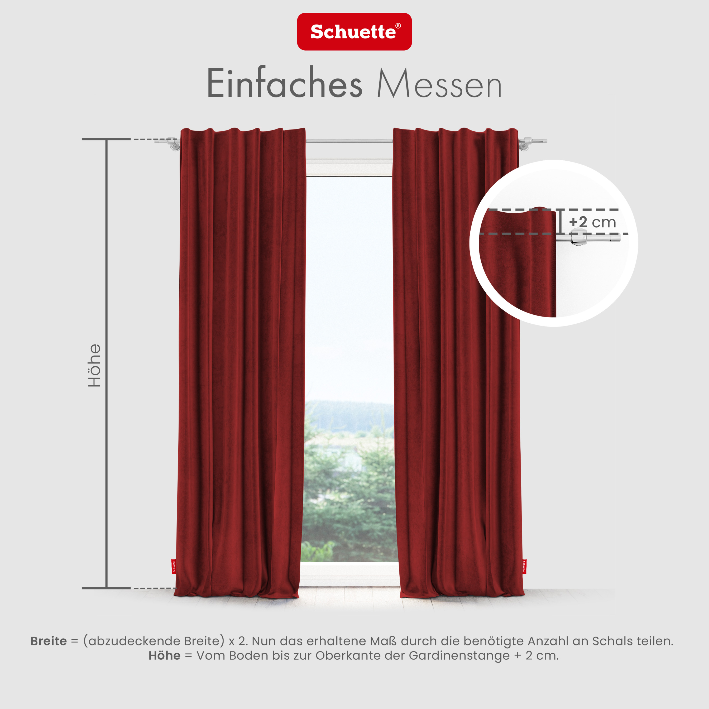 Schuette® Verdunkelungs-Vorhang Gardine mit Tunnelband nach Maß ● Millenium Velvet Kollektion: Sangria (Rot) ● 1 Stück ● Knitterfrei Pflegeleicht Thermo Blickdicht & stark Abdunkelnd