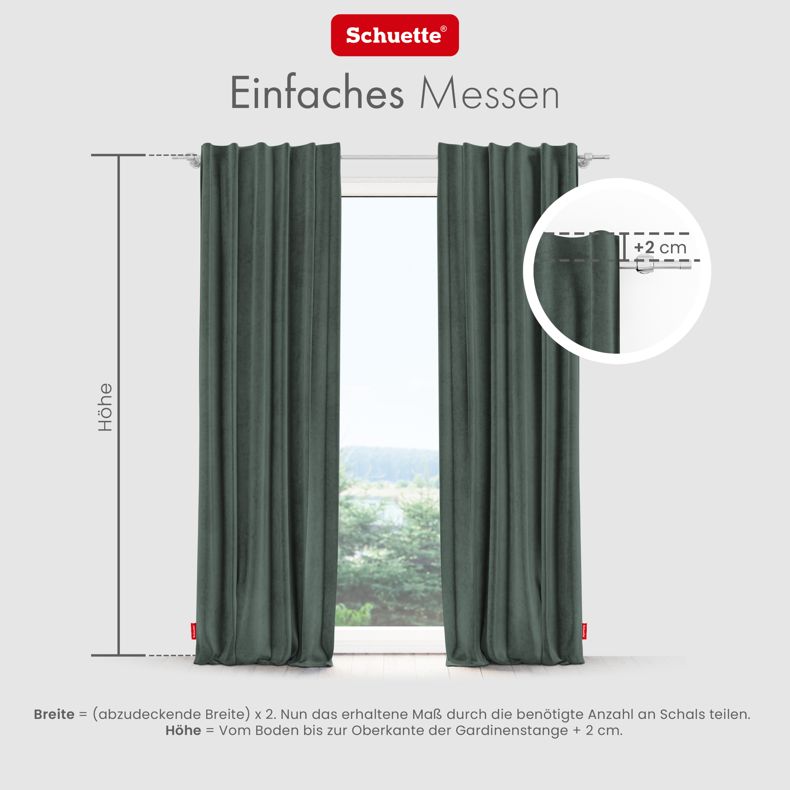 Schuette® Verdunkelungs-Vorhang Gardine mit Tunnelband nach Maß ● Millenium Velvet Kollektion: Isle of Pines (Dunkelgrün) ● 1 Stück ● Knitterfrei Pflegeleicht Thermo Blickdicht & stark Abdunkelnd
