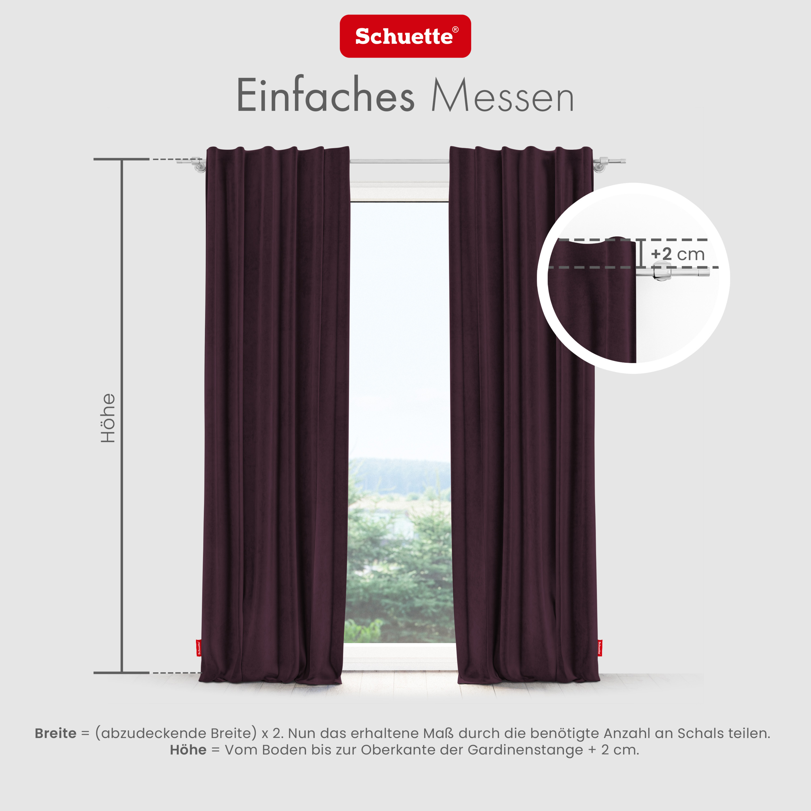 Schuette® Verdunkelungs-Vorhang Gardine mit Tunnelband nach Maß ● Millenium Velvet Kollektion: Plum (Purple) ● 1 Stück ● Knitterfrei Pflegeleicht Thermo Blickdicht & stark Abdunkelnd