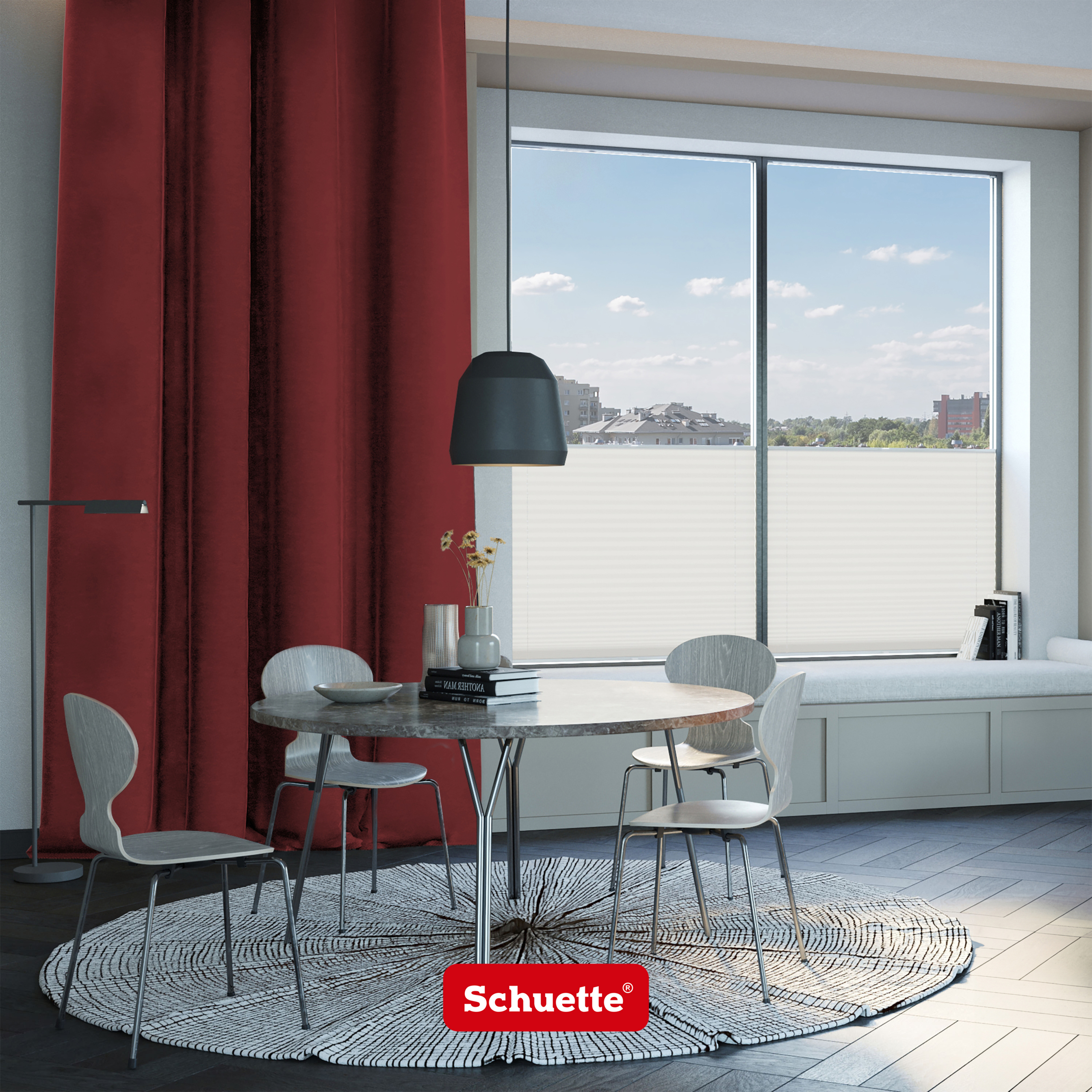 Schuette® Verdunkelungs-Vorhang Gardine mit Tunnelband nach Maß ● Millenium Velvet Kollektion: Carmine (Rot) ● 1 Stück ● Knitterfrei Pflegeleicht Thermo Blickdicht & stark Abdunkelnd