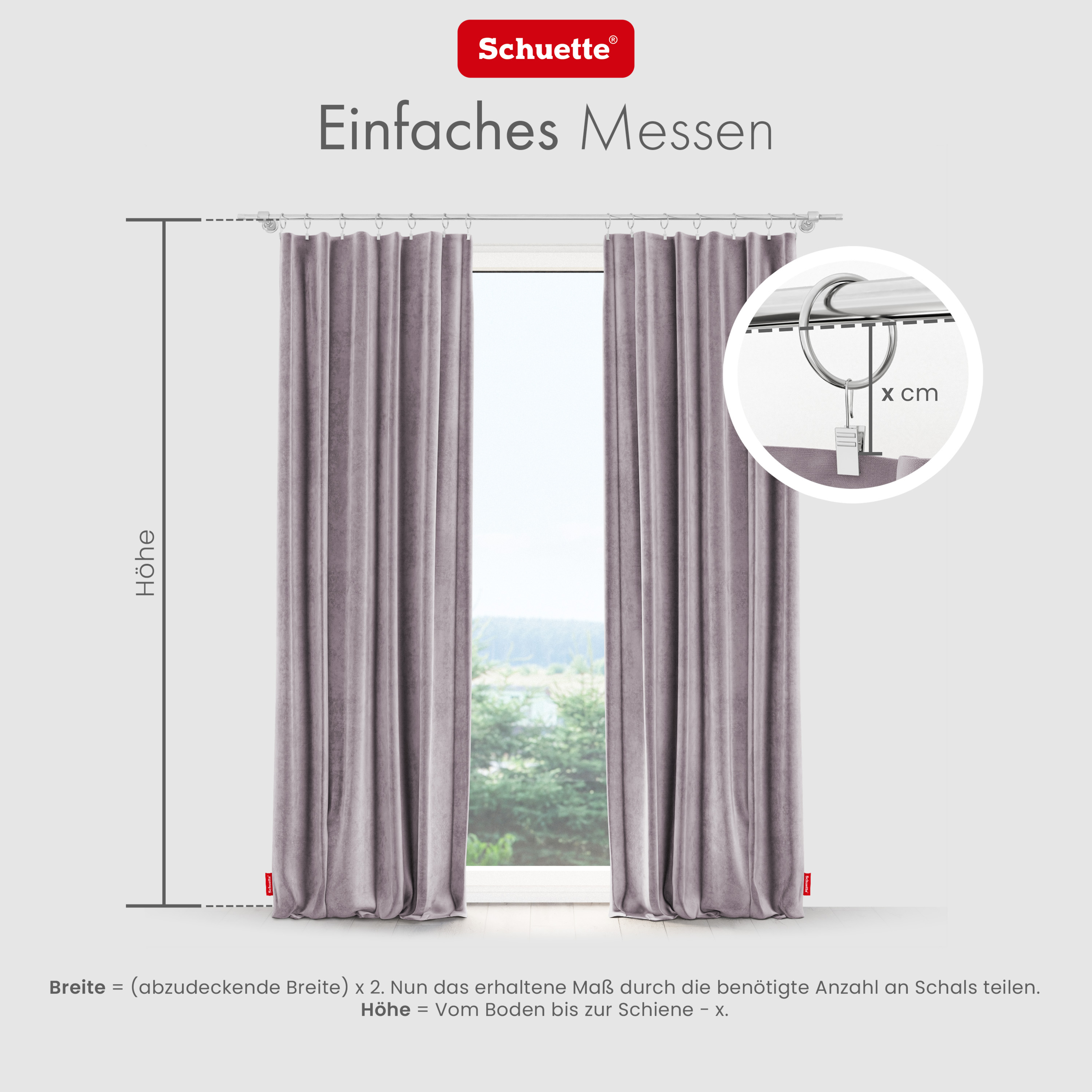 Schuette® Verdunkelungs-Vorhang Gardine mit Tunnelband nach Maß ● Millenium Velvet Kollektion: Purple Grape (Lila) ● 1 Stück ● Knitterfrei Pflegeleicht Thermo Blickdicht & stark Abdunkelnd
