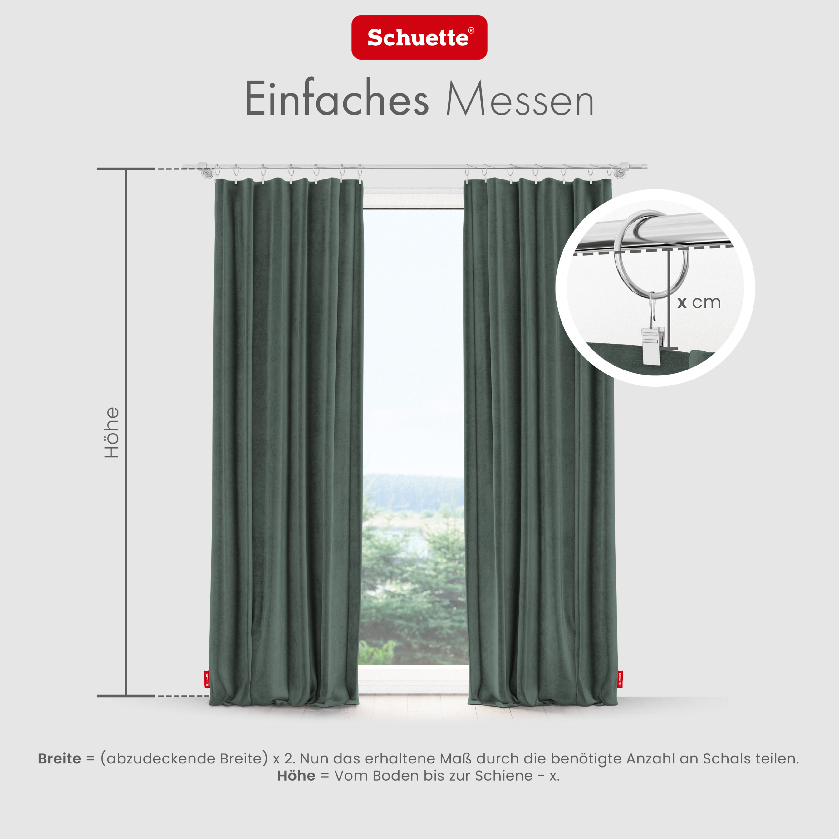 Schuette® Verdunkelungs-Vorhang Gardine mit Tunnelband nach Maß ● Millenium Velvet Kollektion: Isle of Pines (Dunkelgrün) ● 1 Stück ● Knitterfrei Pflegeleicht Thermo Blickdicht & stark Abdunkelnd