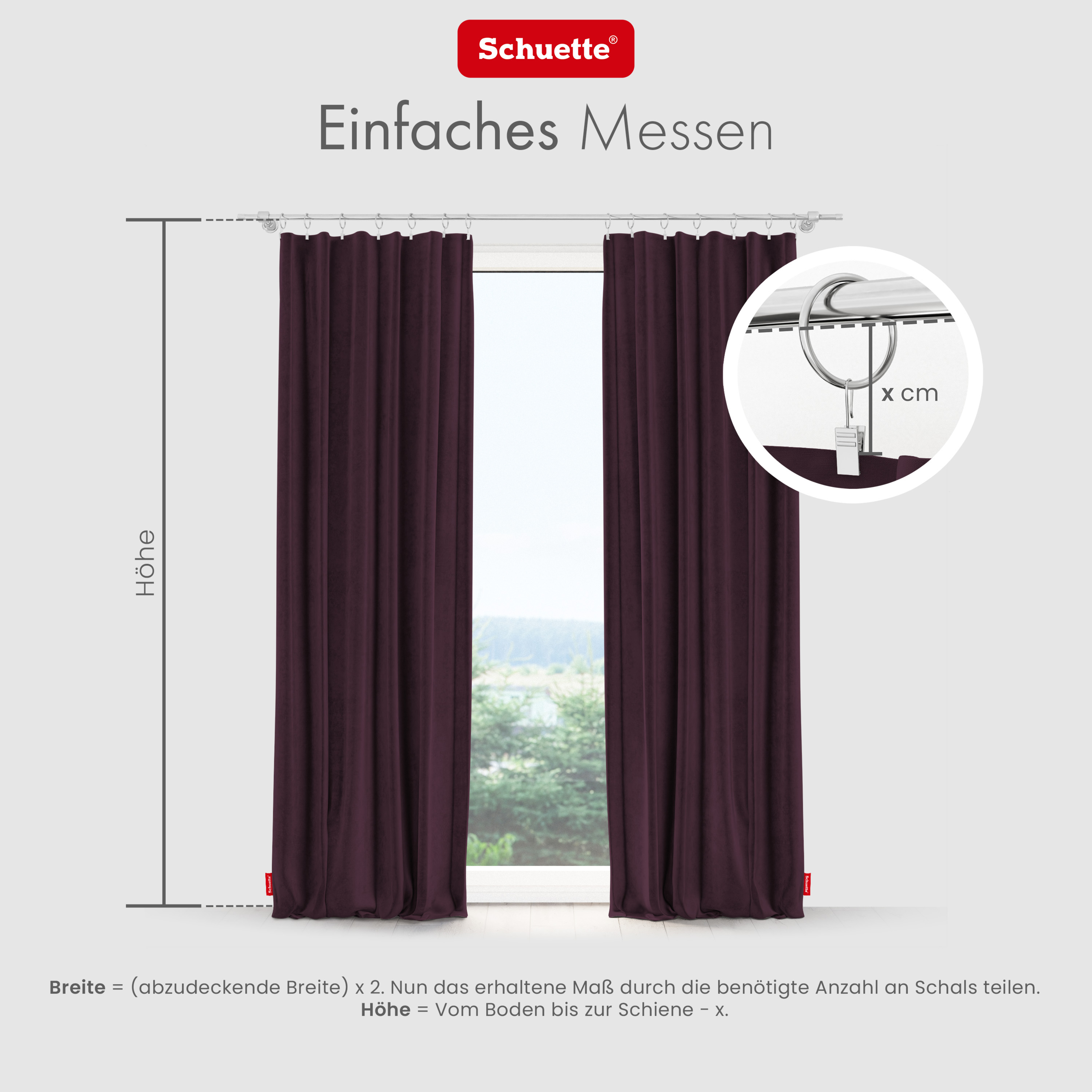 Schuette® Verdunkelungs-Vorhang Gardine mit Tunnelband nach Maß ● Millenium Velvet Kollektion: Plum (Purple) ● 1 Stück ● Knitterfrei Pflegeleicht Thermo Blickdicht & stark Abdunkelnd