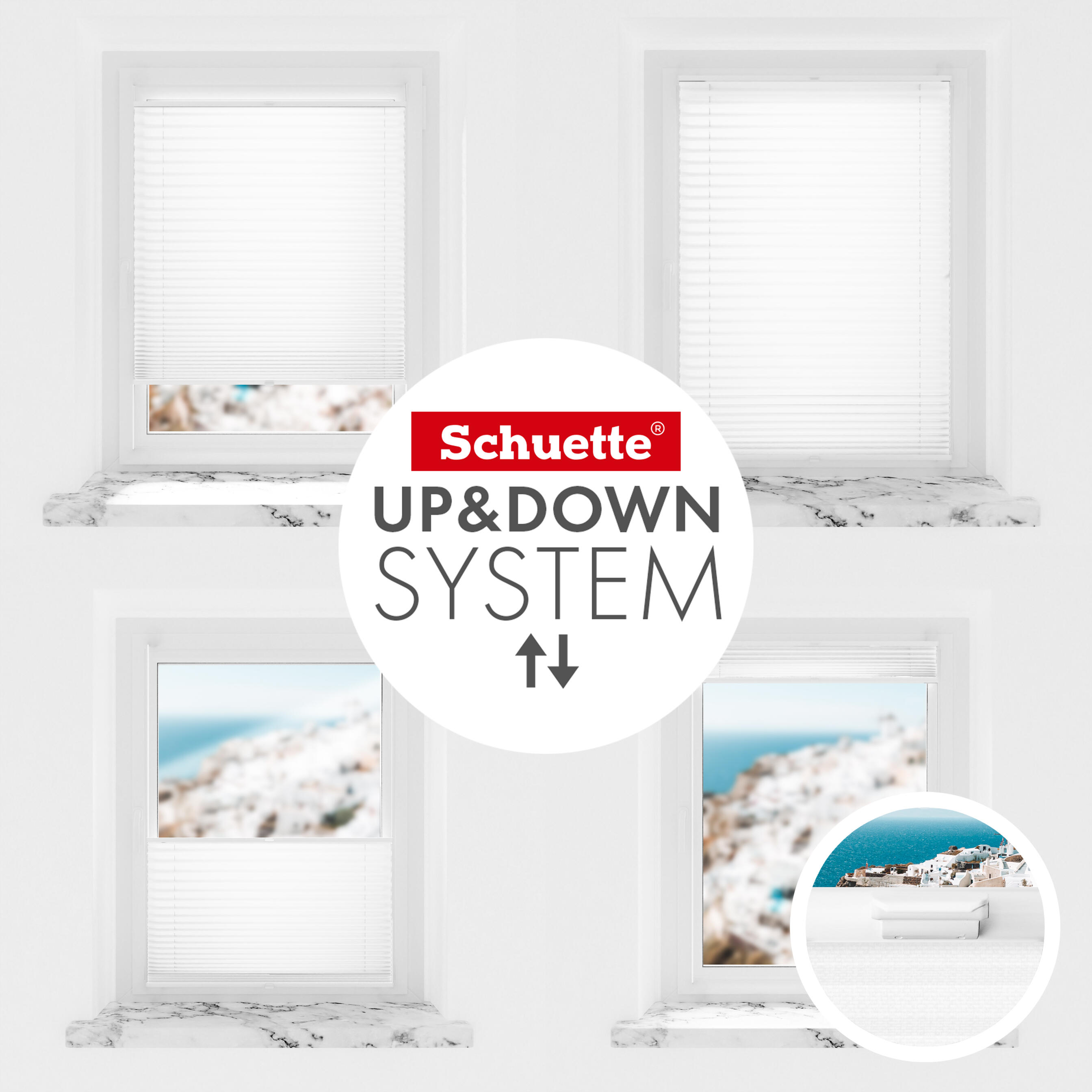 Schuette® Pleated Blind Made to Measure without Drilling • Premium Collection: White Day (White) • Profile Color: White