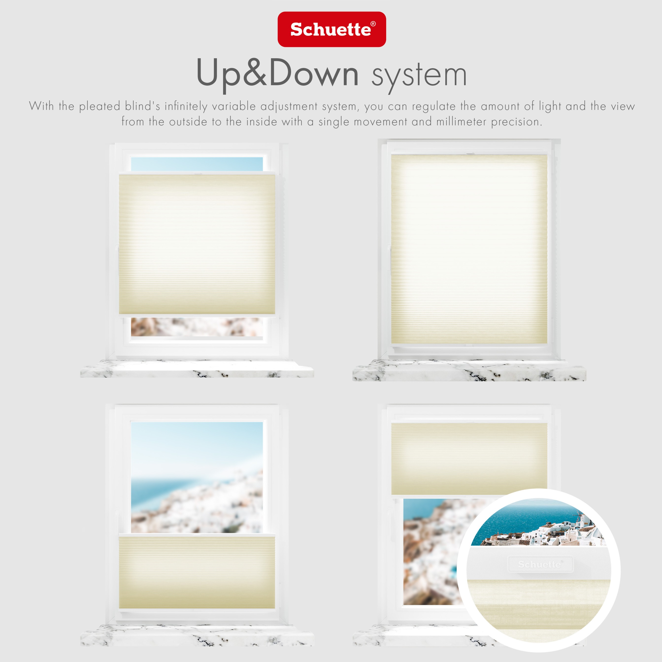 Schuette® Wabenplissee ohne Bohren nach Maß • Klebehalter & Schraubhalter 2in1 Set "Letsbond" Transparent • Thermo x Honey Kollektion: Butterlight (Beige) • Profilfarbe: Eiche