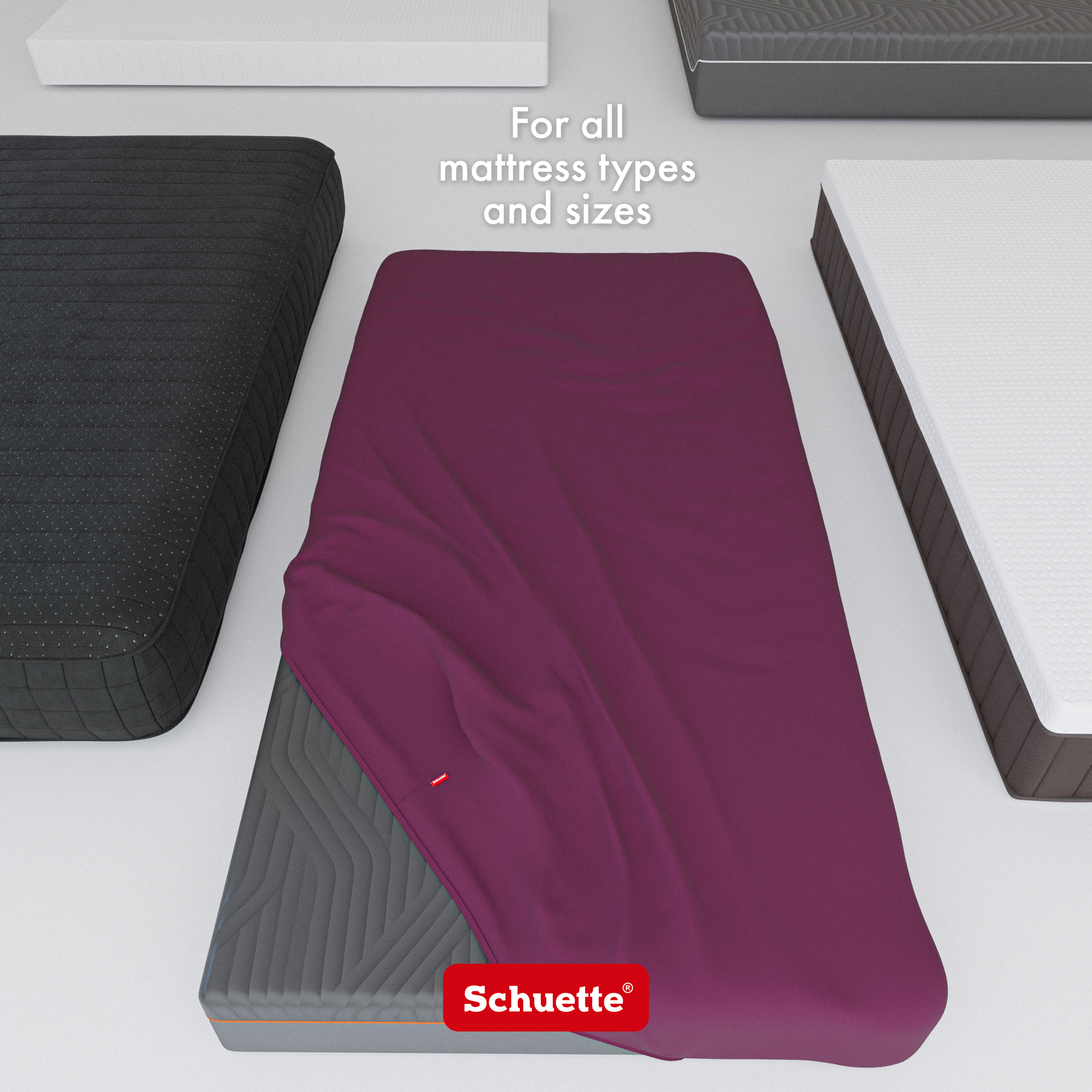 Schuette® Topper Spannbettlaken • 200 x 200 • Wow! Kollektion: Purple Matter (Dunkelviolett) • 100% Superfluff Baumwolle, Blickdicht, Faltenfrei • mit Rundumgummi • Matratzenhöhe bis 10 cm