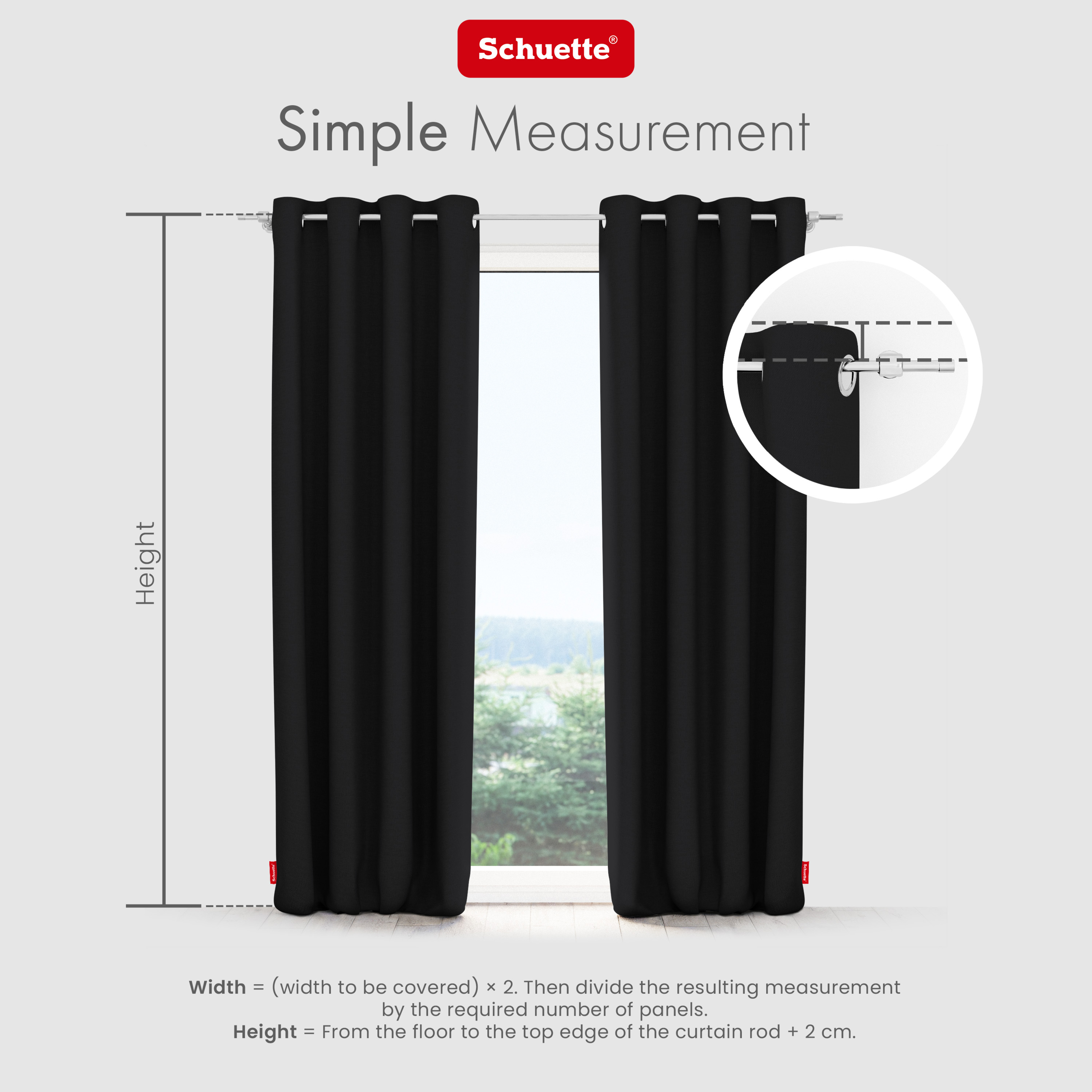 Schuette® Verdunkelungs-Vorhang Gardine mit Ösen nach Maß ● Century Black Kollektion: Raven Feather (Schwarz) ● 1 Stück ● Knitterfrei Pflegeleicht Thermo Blickdicht & stark Abdunkelnd
