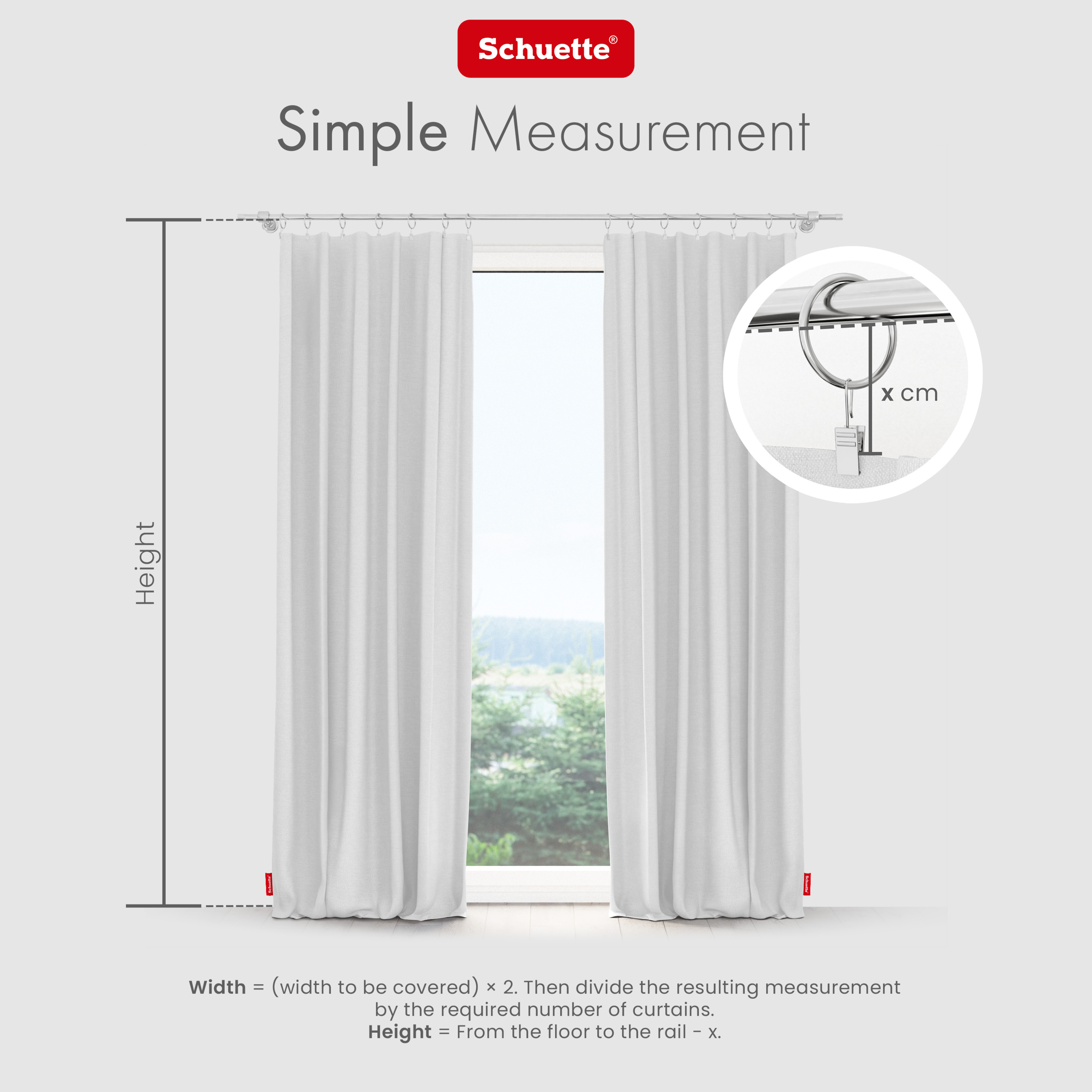 Schuette® Verdunkelungs-Vorhang Gardine mit Tunnelband nach Maß ● Century Black Kollektion: Misty White (Weiß-Grau) ● 1 Stück ● Knitterfrei Pflegeleicht Thermo Blickdicht & stark Abdunkelnd