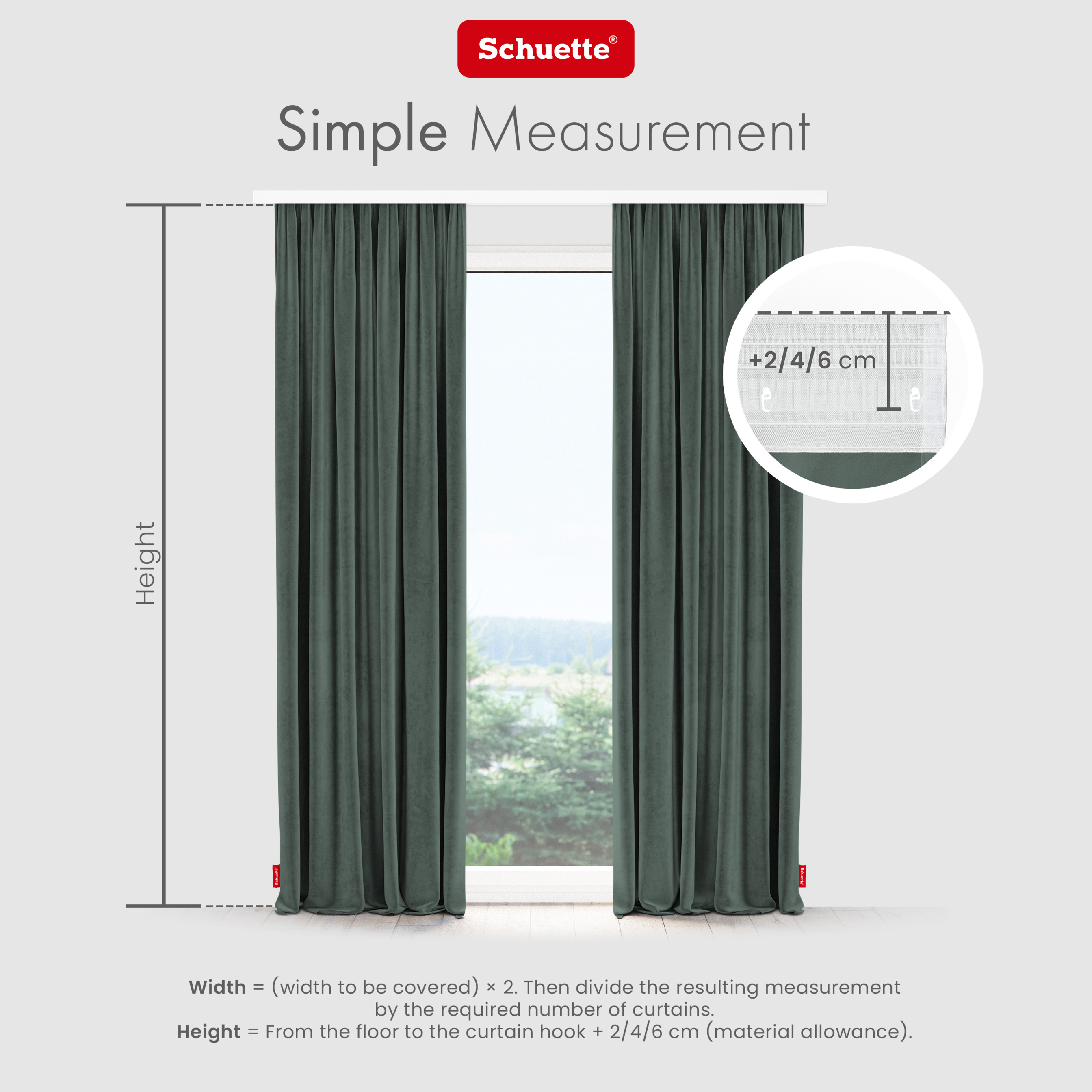 Schuette® Verdunkelungs-Vorhang Gardine mit Tunnelband nach Maß ● Millenium Velvet Kollektion: Isle of Pines (Dunkelgrün) ● 1 Stück ● Knitterfrei Pflegeleicht Thermo Blickdicht & stark Abdunkelnd