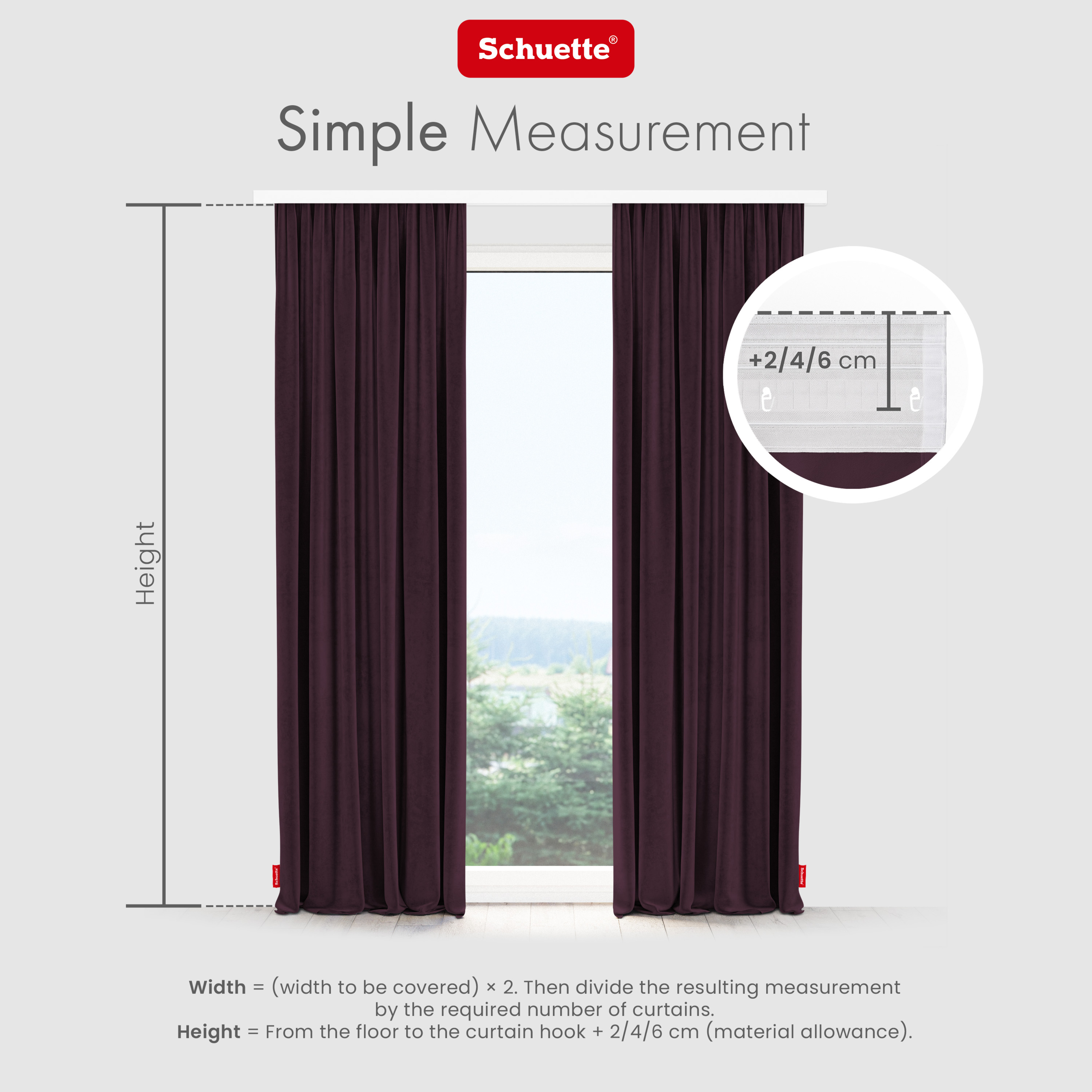 Schuette® Verdunkelungs-Vorhang Gardine mit Tunnelband nach Maß ● Millenium Velvet Kollektion: Plum (Purple) ● 1 Stück ● Knitterfrei Pflegeleicht Thermo Blickdicht & stark Abdunkelnd
