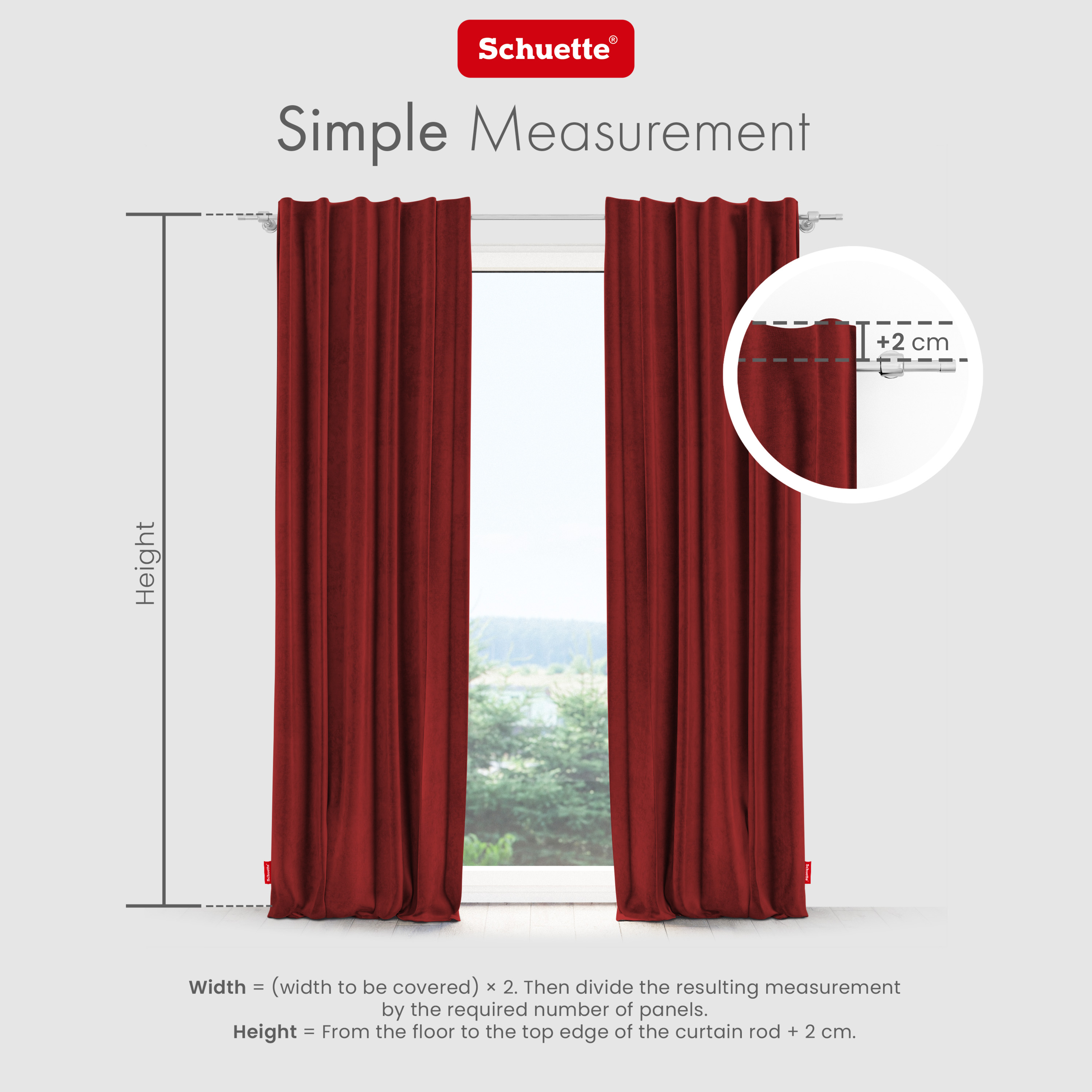 Schuette® Verdunkelungs-Vorhang Gardine mit Tunnelband nach Maß ● Millenium Velvet Kollektion: Sangria (Rot) ● 1 Stück ● Knitterfrei Pflegeleicht Thermo Blickdicht & stark Abdunkelnd