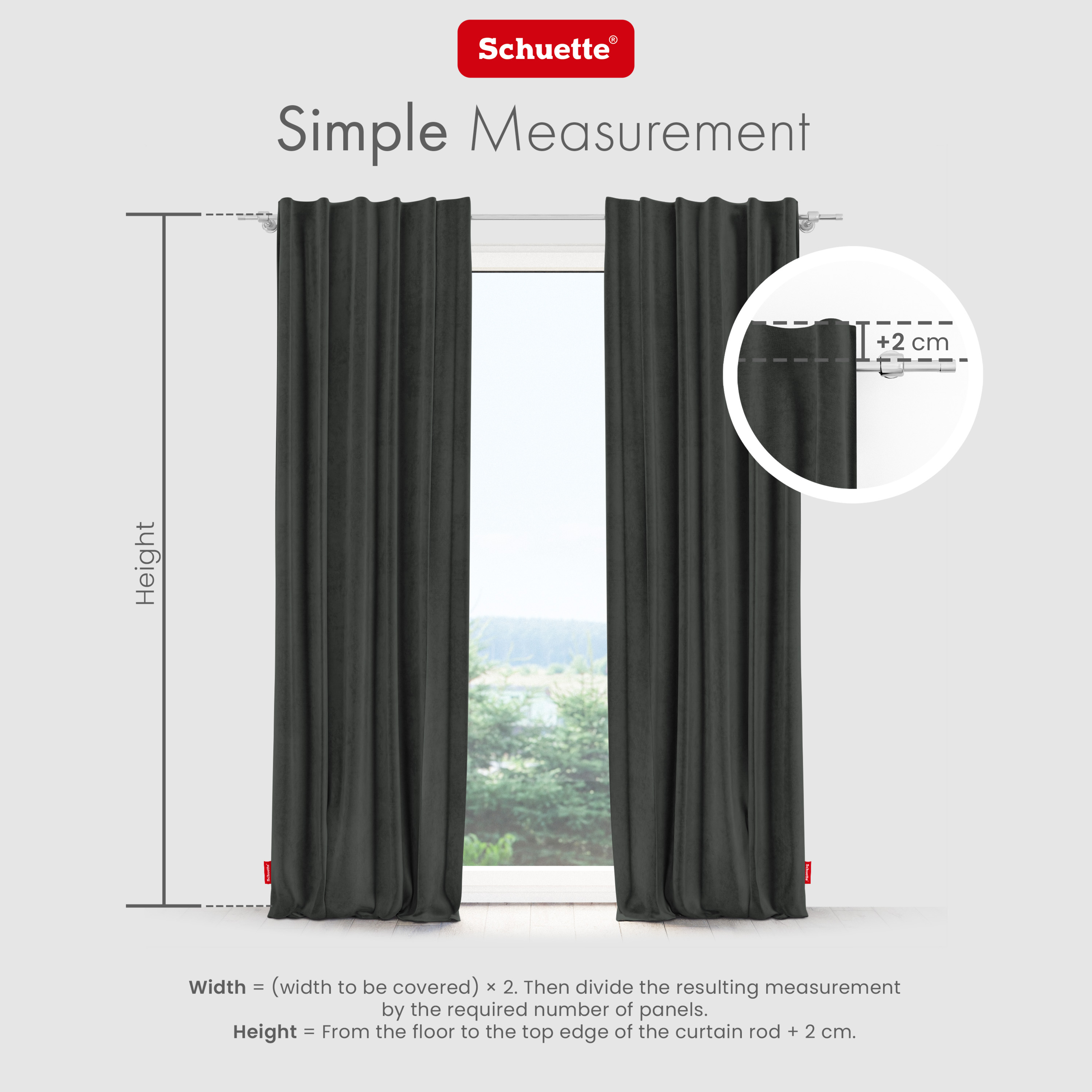 Schuette® Verdunkelungs-Vorhang Gardine mit Tunnelband nach Maß ● Millenium Velvet Kollektion: Dark Shadow (Grau) ● 1 Stück ● Knitterfrei Pflegeleicht Thermo Blickdicht & stark Abdunkelnd