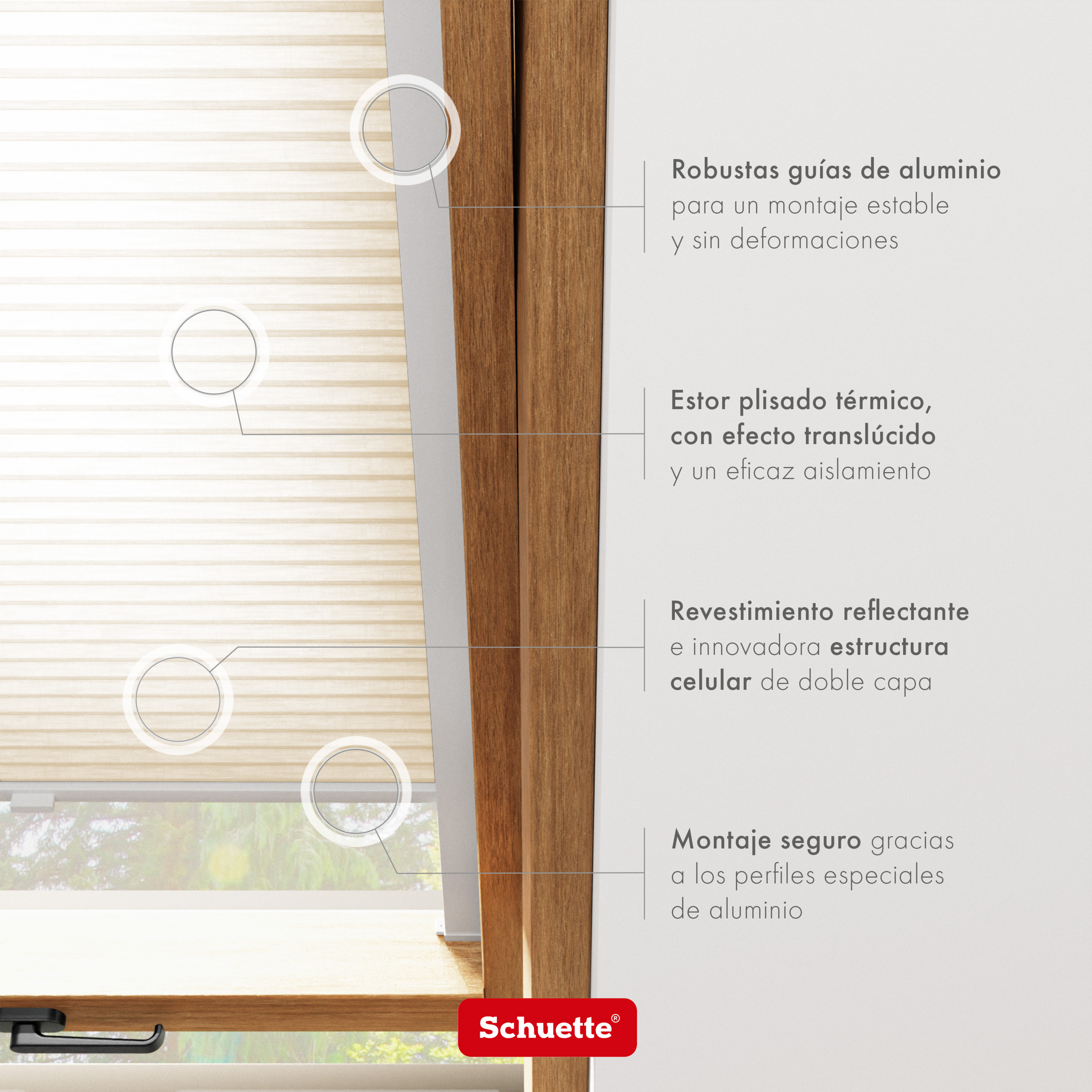 Schuette® Dachfenster Wabenplissee nach Maß • Thermo x Honey Kollektion: Tahini cream (Creme) • Profilfarbe: Walnuss