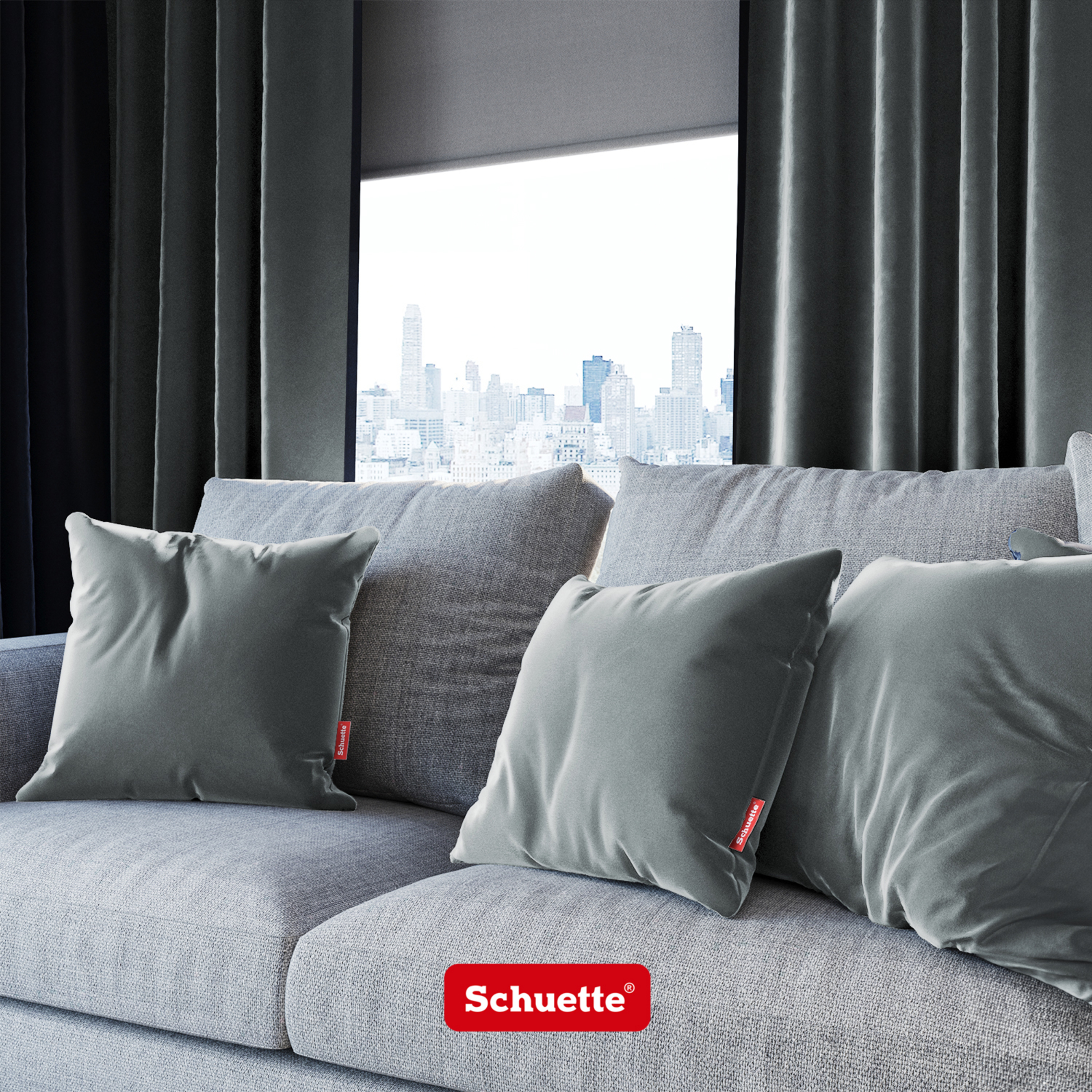 Schuette® Dekorativer Kissenbezug aus Samt mit verdecktem Reißverschluss • Millenium Velvet Kollektion: Koala Shade (Gray) • 1 Stück • Knitterfrei • Kuschelweich