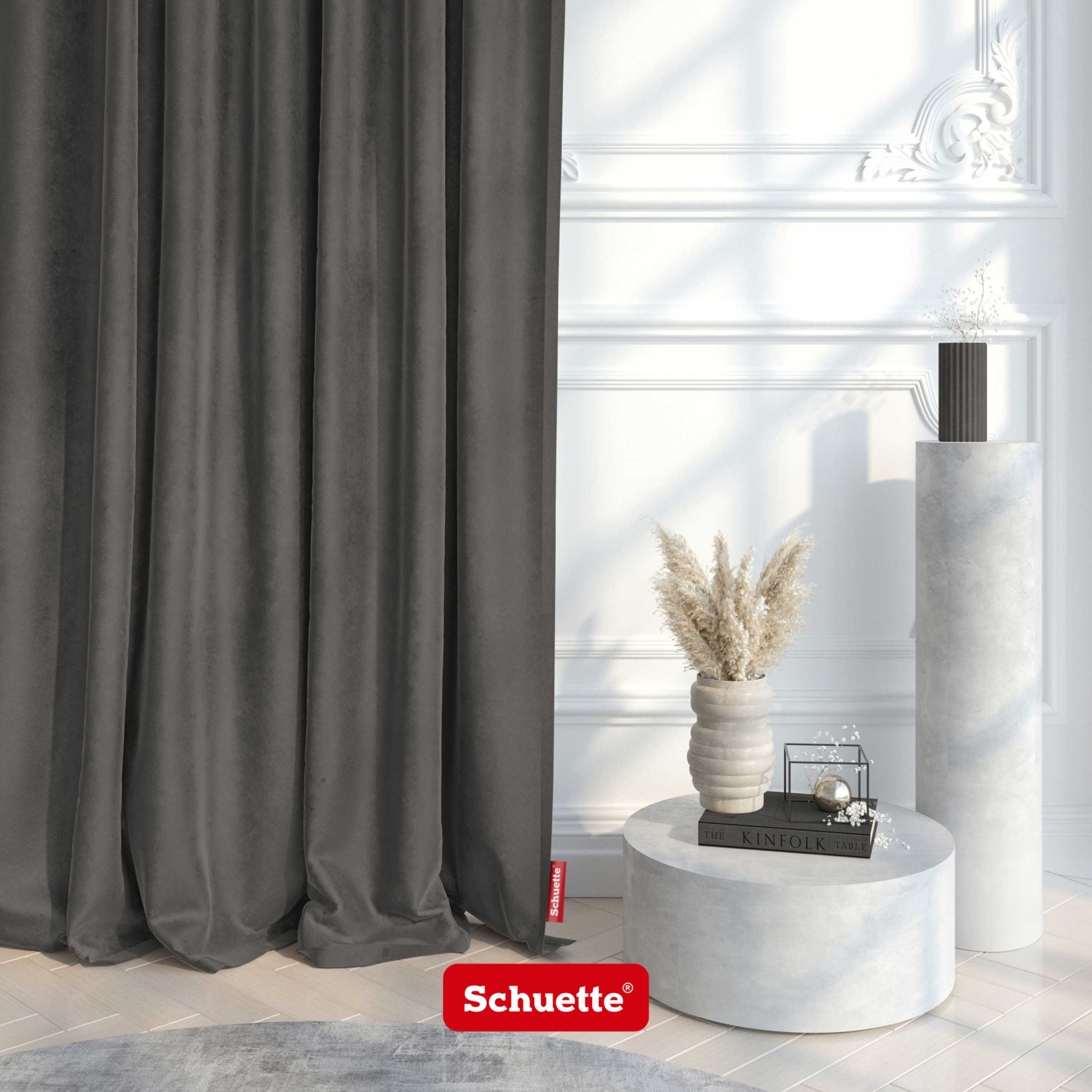 Schuette® Verdunkelungs-Vorhang Gardine mit Ösen nach Maß ● Millenium Velvet Kollektion: Great Wolf (Grau) ● 1 Stück ● Knitterfrei Pflegeleicht Thermo Blickdicht & stark Abdunkelnd